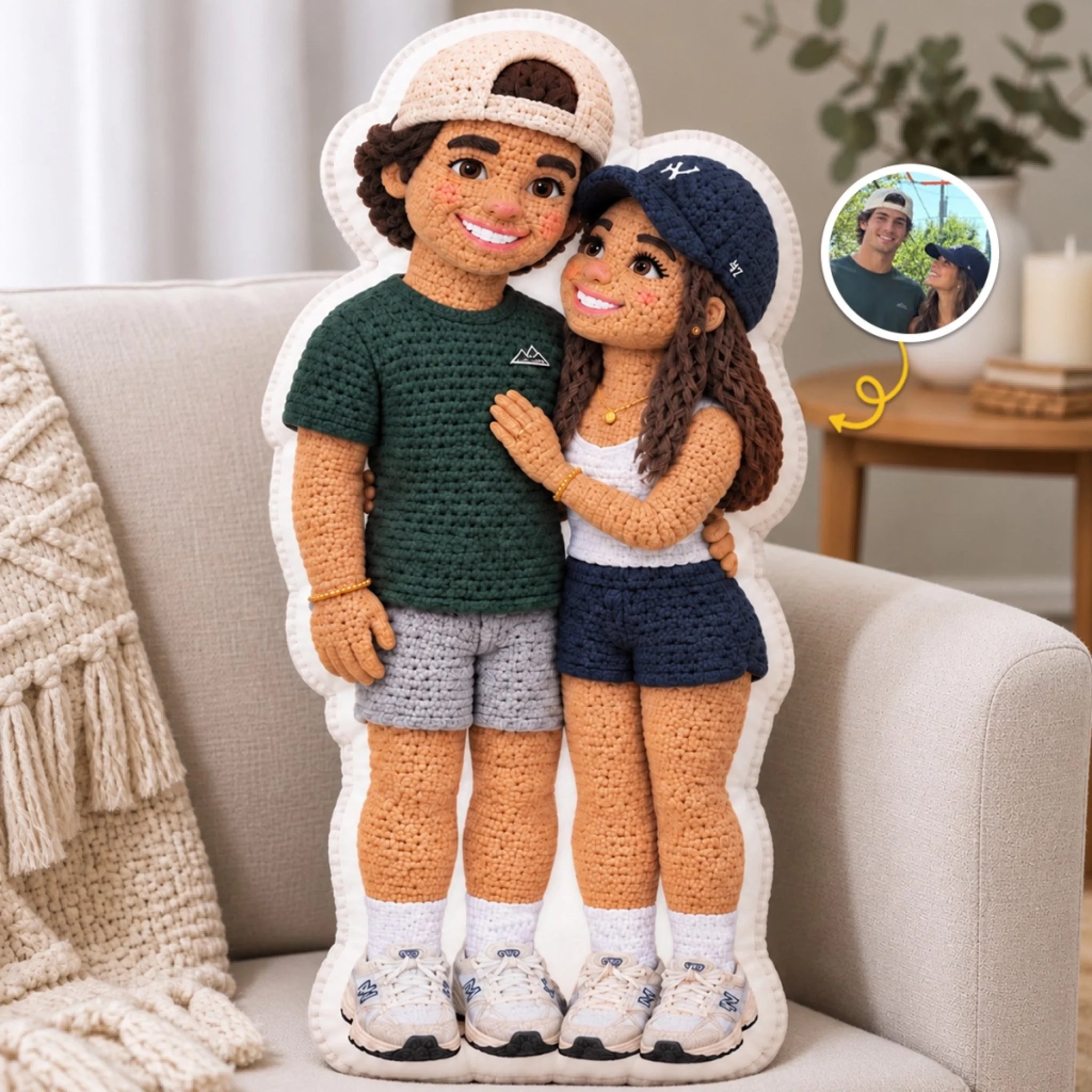 Custom Photo Couple Gift Personalized Shaped Pillow for Anniversary Wedding or Valentine’s Day