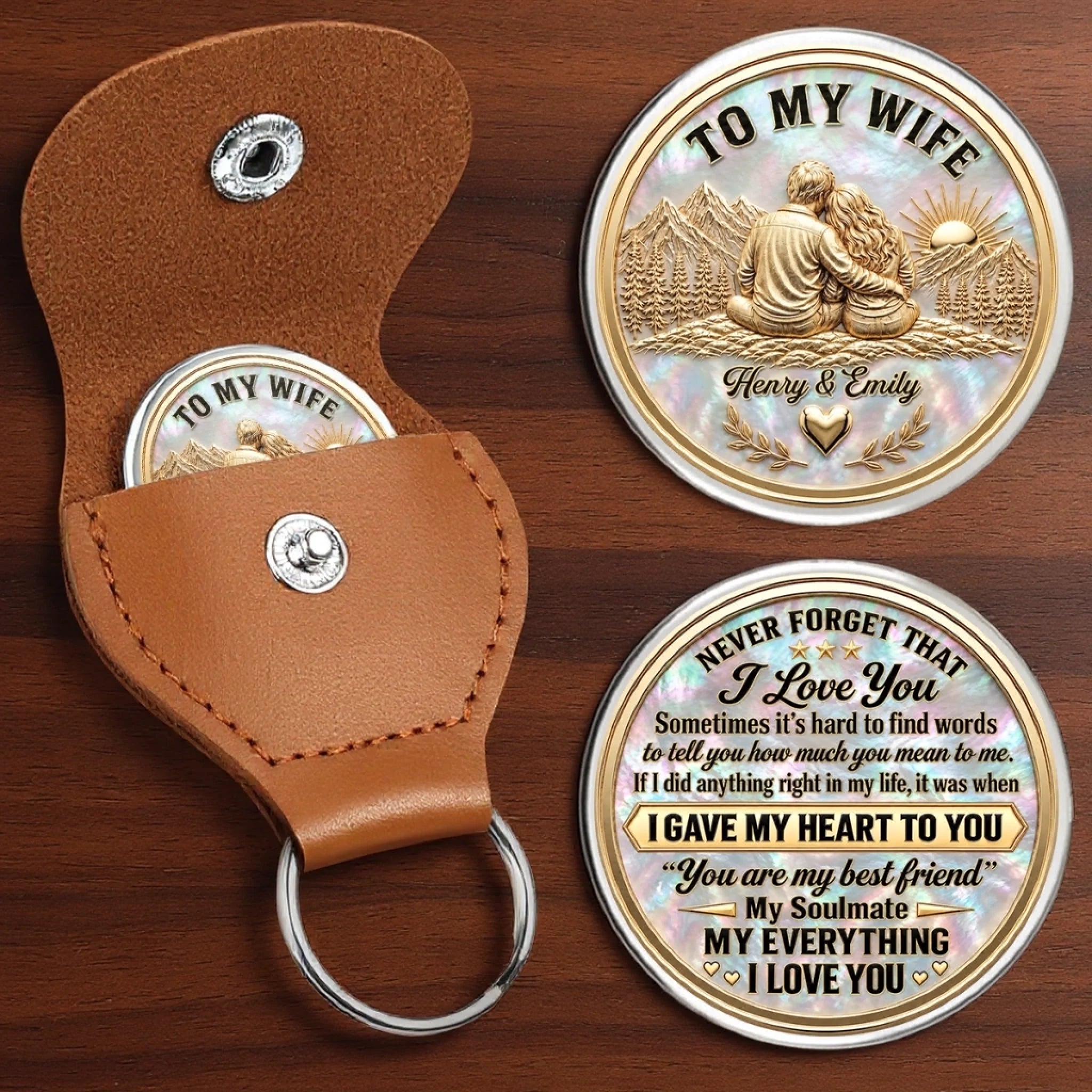 Personalized Pocket Hug Gift for Wife, Custom Name Love Keepsake Token