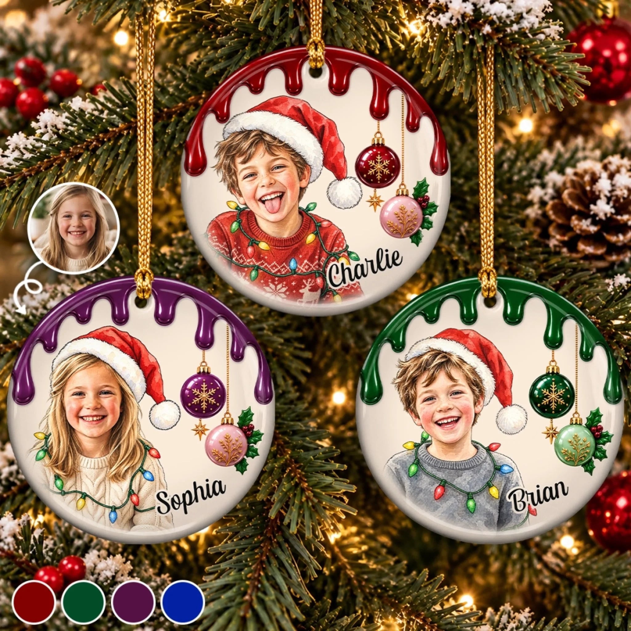 Custom Photo Christmas Gift for Kids, Personalized Ceramic Ornament Keepsake