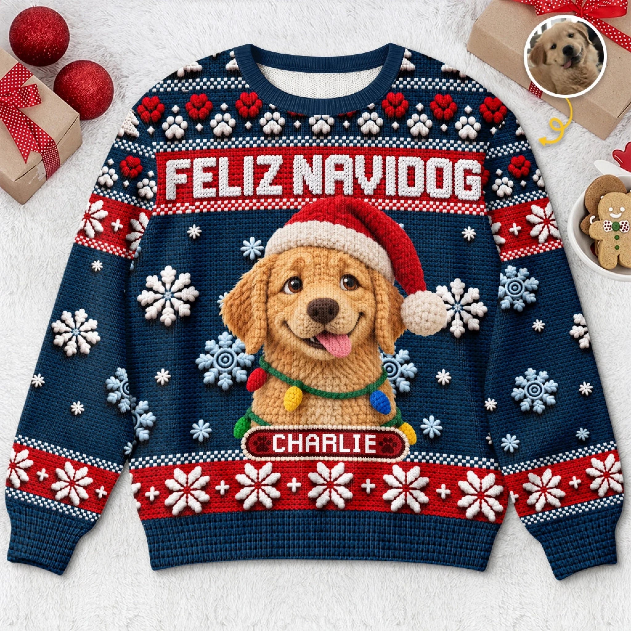 Personalized Pet Photo Christmas Sweatshirt, Custom Dog Lover Holiday Gift