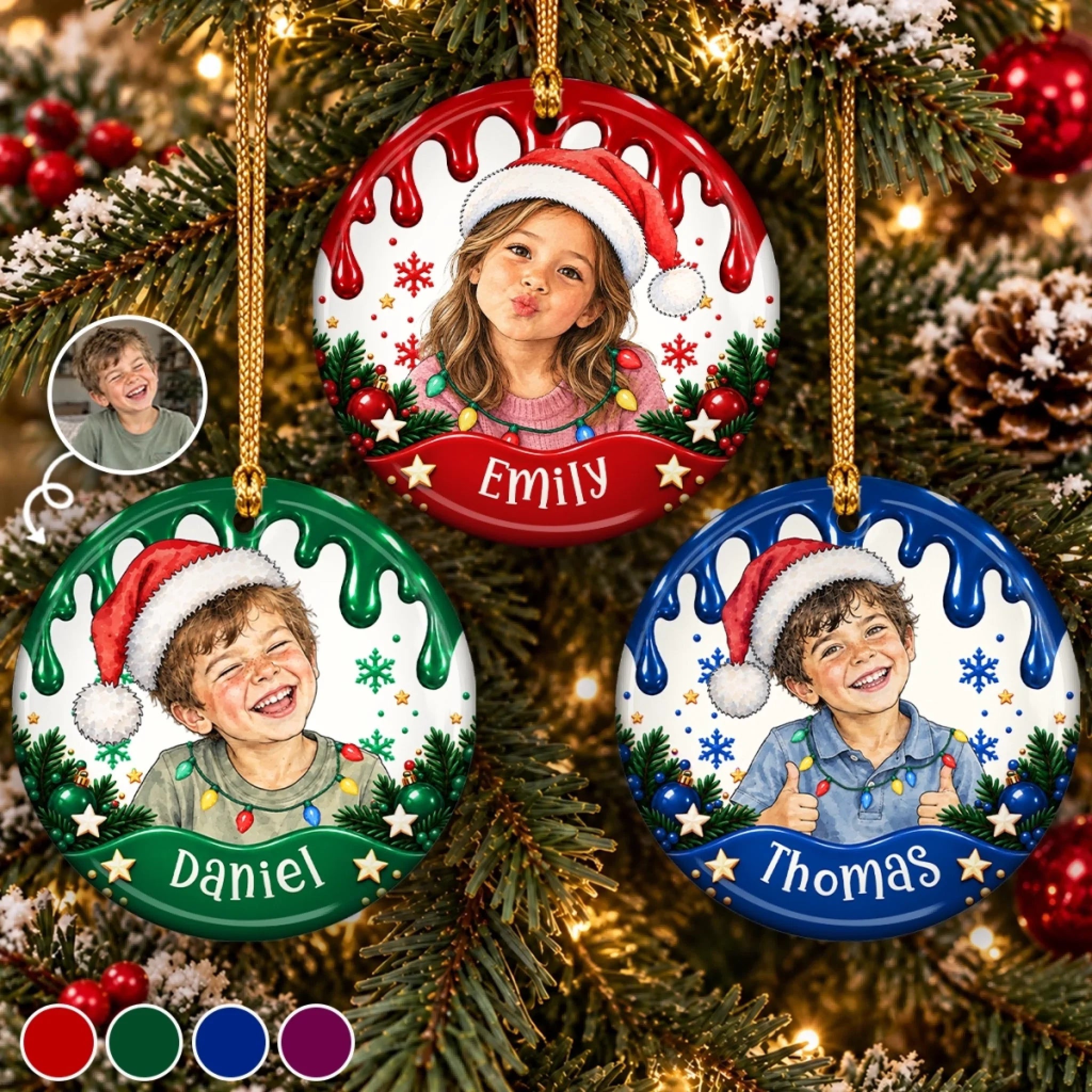 Custom Photo Christmas Gift for Kids Personalized Ceramic Ornament Keepsake