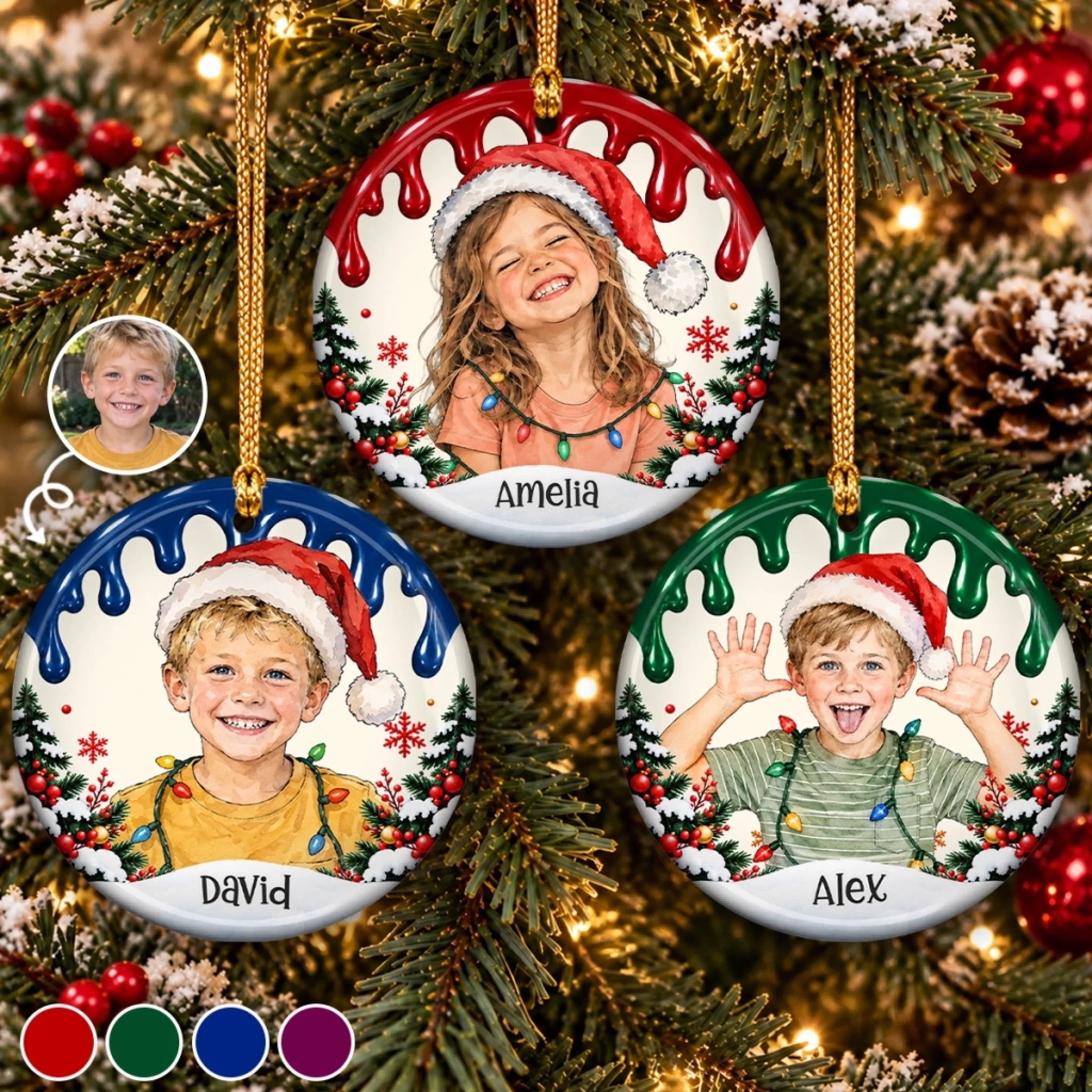 Custom Photo Christmas Gift for Kids, Personalized Ceramic Ornament Holiday Keepsake