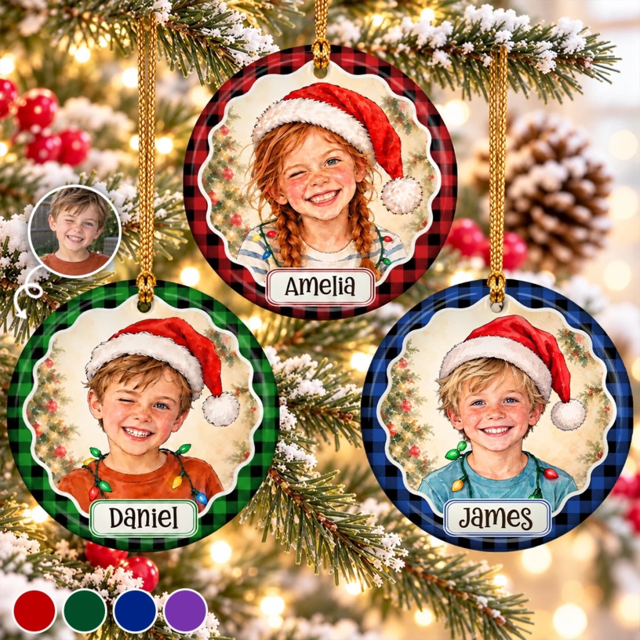 Custom Photo Christmas Gift for Kids, Personalized Ceramic Ornament Keepsake