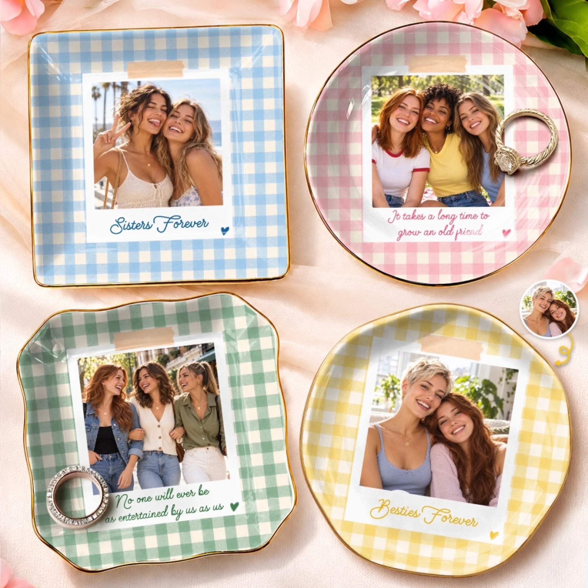 Custom Photo Friendship Jewelry Dish, Personalized Gift for Besties, Sisters and Friends