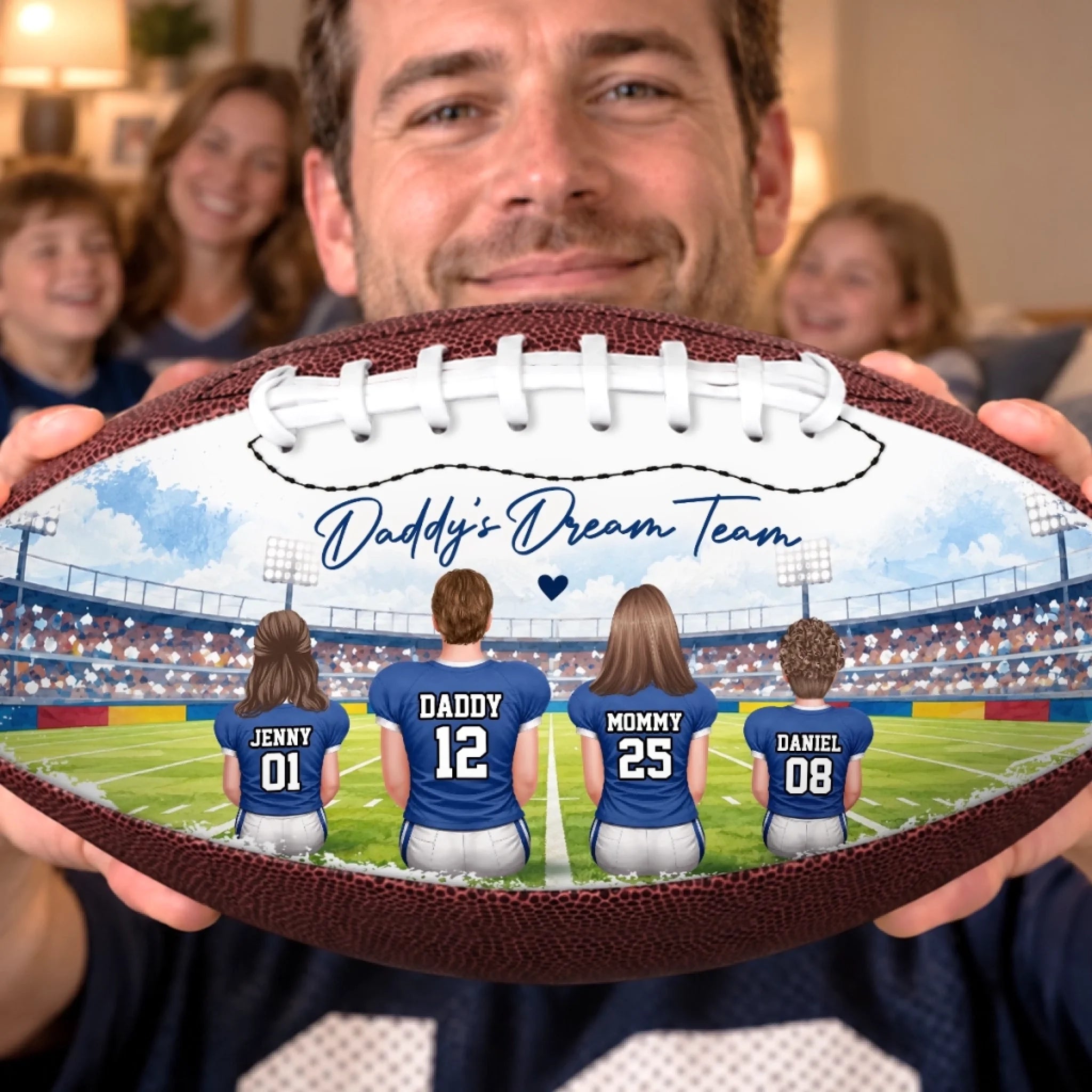 Custom Family Football Gift for Dad Personalized Leather Football Keepsake