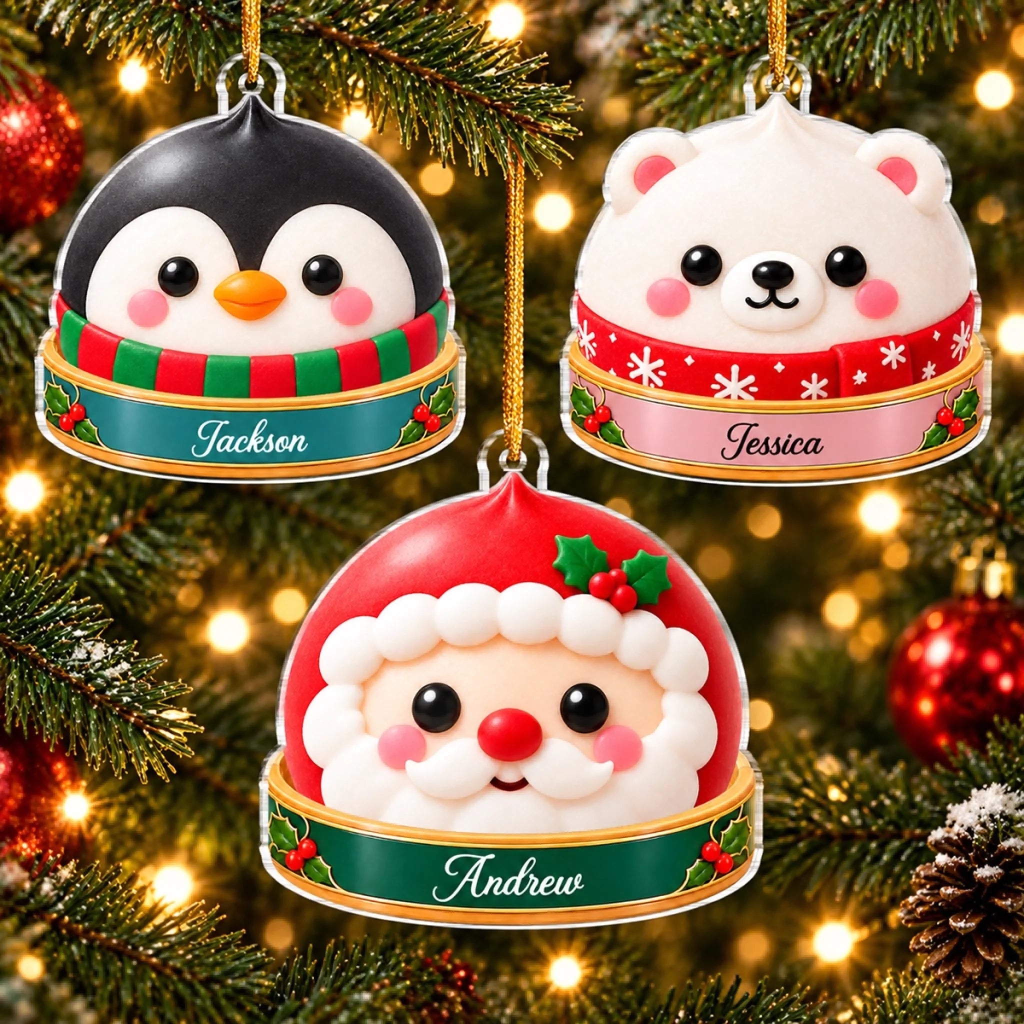 Custom Name Christmas Character Gifts - Personalized Acrylic Ornament for Holiday Tree Decor