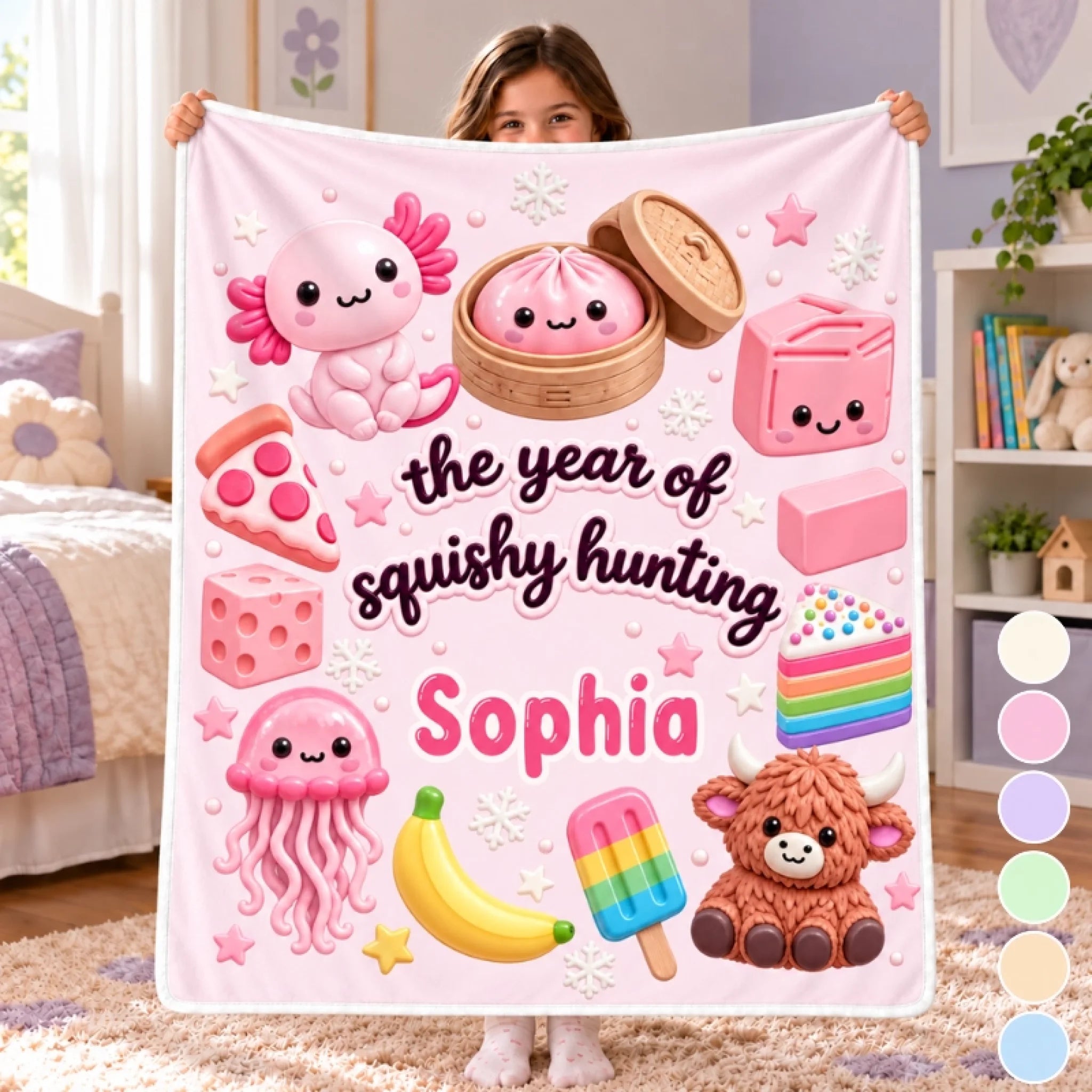 Custom Name Squishy Hunting Kids Blanket, Personalized Hunting Gift for Boys and Girls