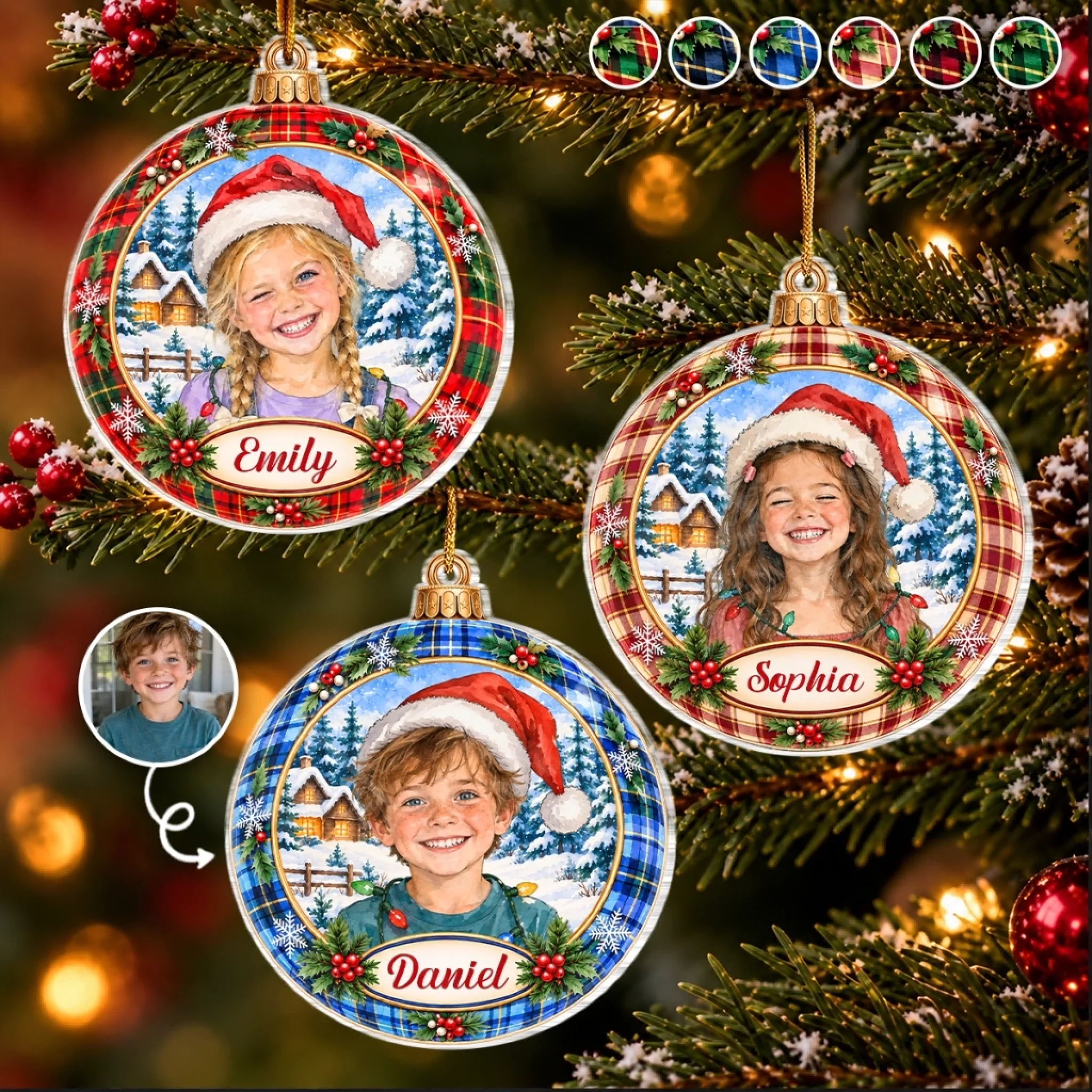Custom Photo Christmas Gift for Kids Personalized Acrylic Ornament Keepsake