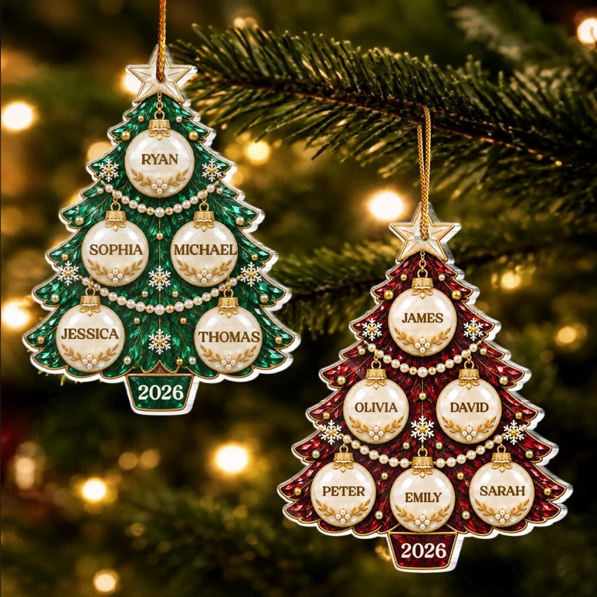 Custom Name Christmas Family Gift Personalized Acrylic Ornament for Tree Decor
