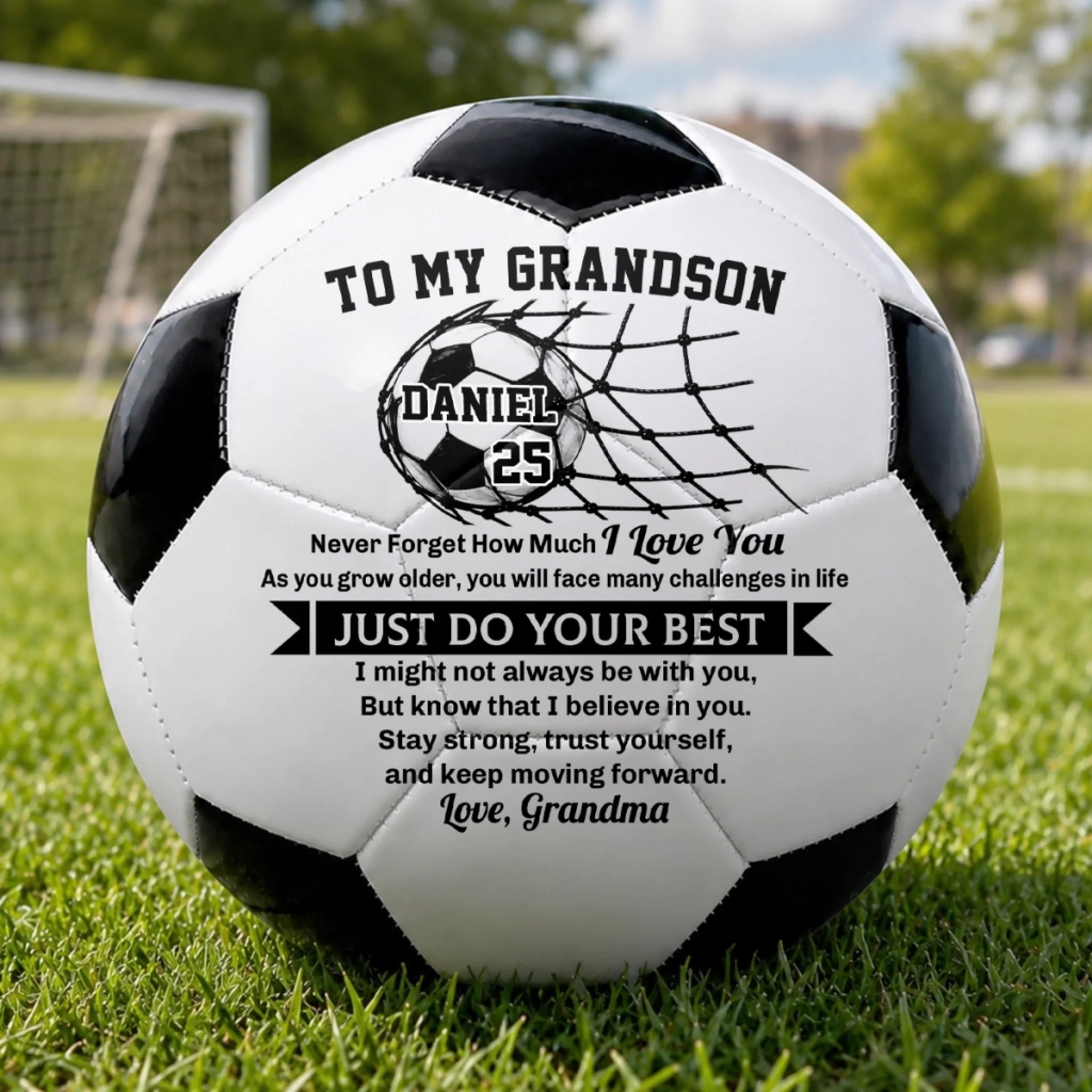 Personalized Soccer Ball with Custom Name and Jersey Number Gift for Son or Grandson