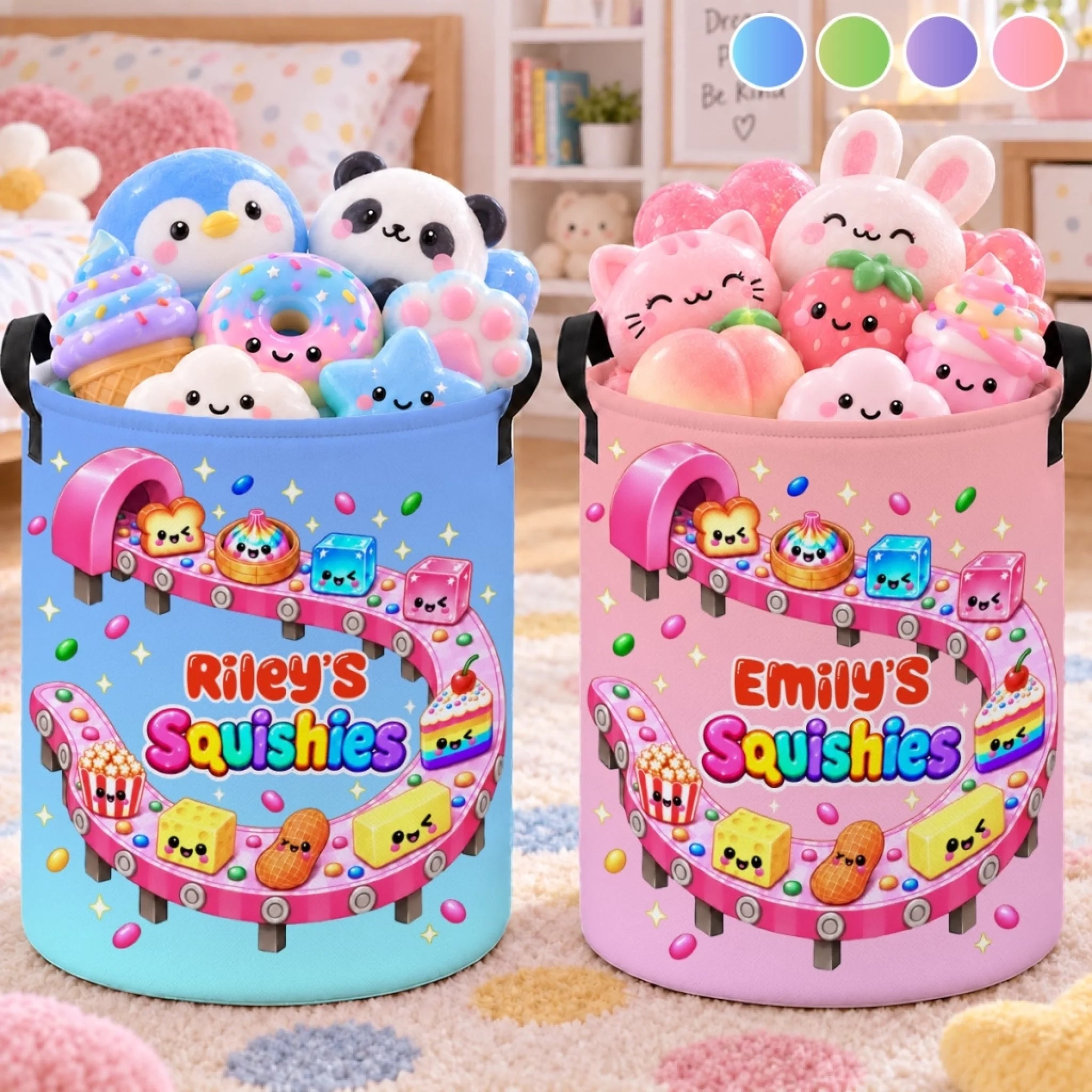 Personalized Kids Laundry Basket with Custom Name Sweet Treat Squishy Design Gift