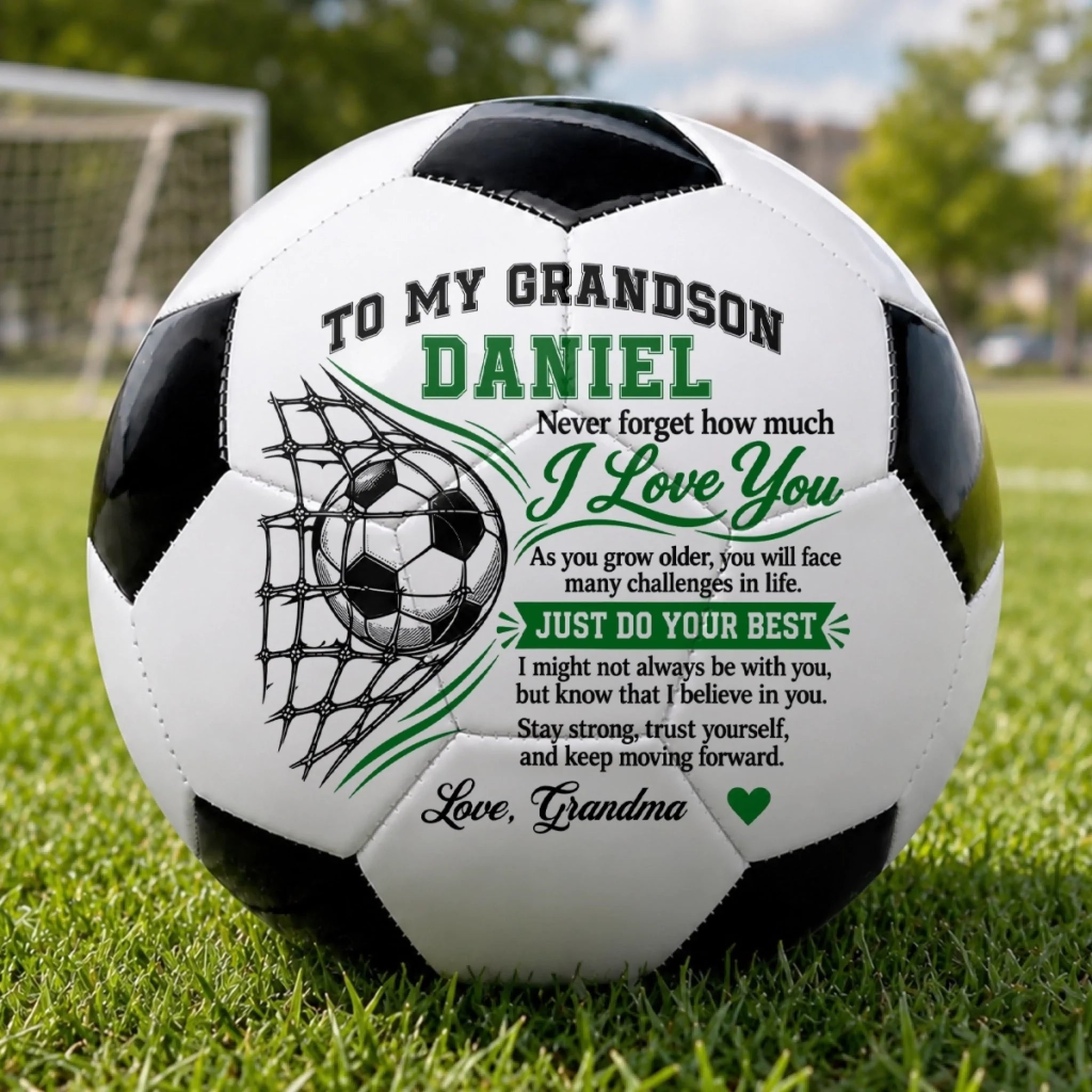 Personalized Soccer Ball with Custom Name, Stay Strong Soccer Gift for Son or Grandson