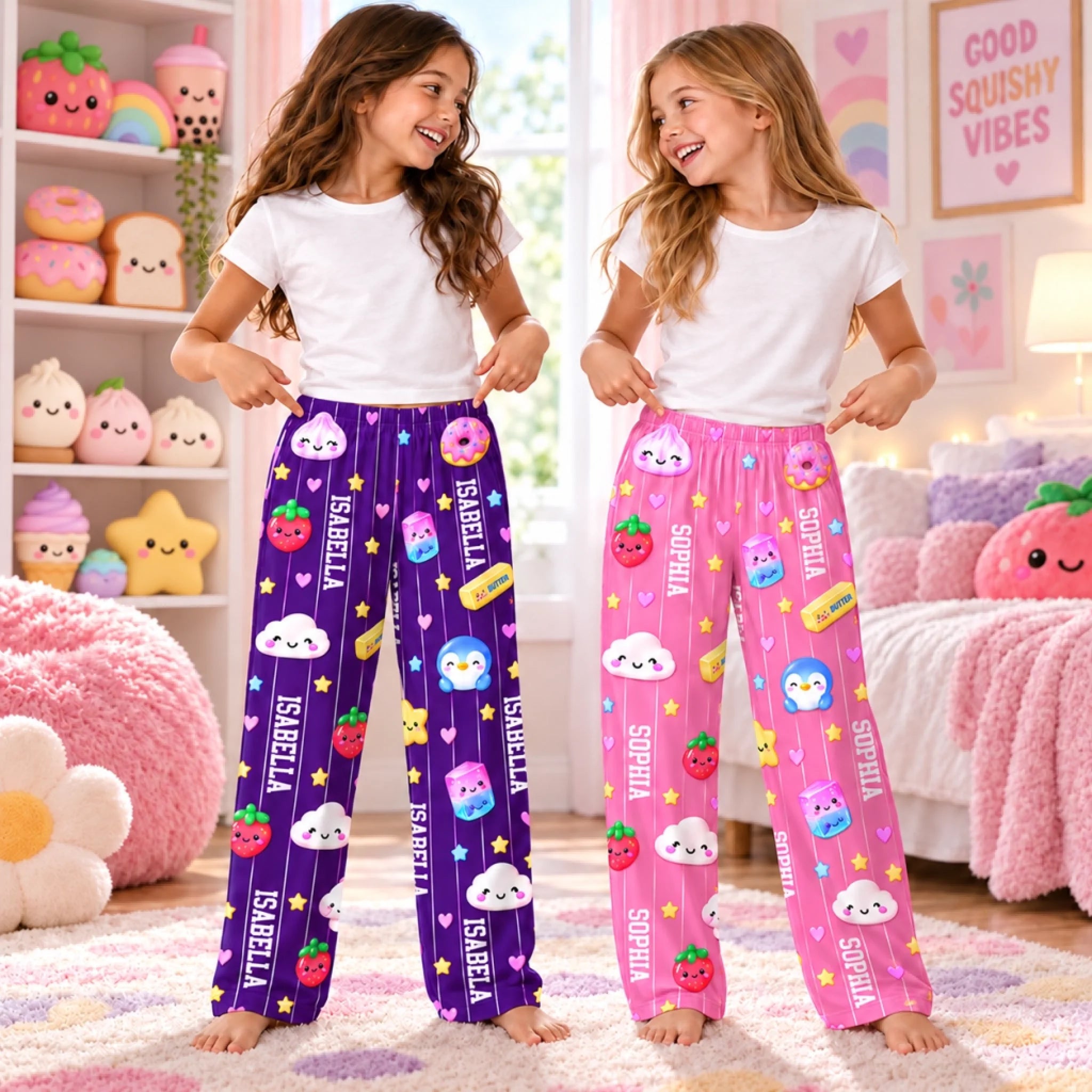Custom Name Squishy Pajama Pants for Kids, Personalized Sleepwear Gift