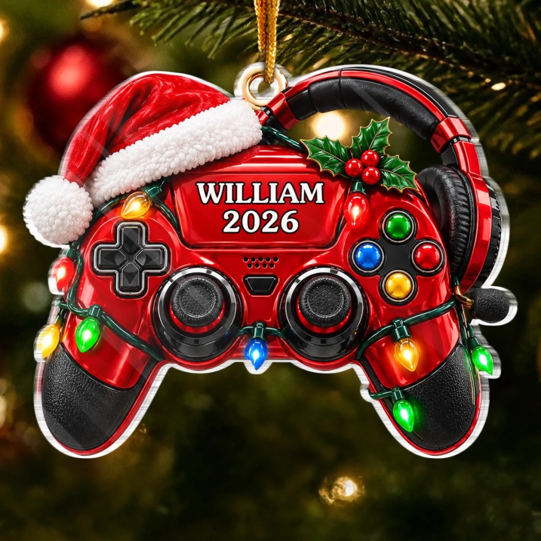 Custom Name Gaming Christmas Gift for Gamers, Personalized Acrylic Ornament