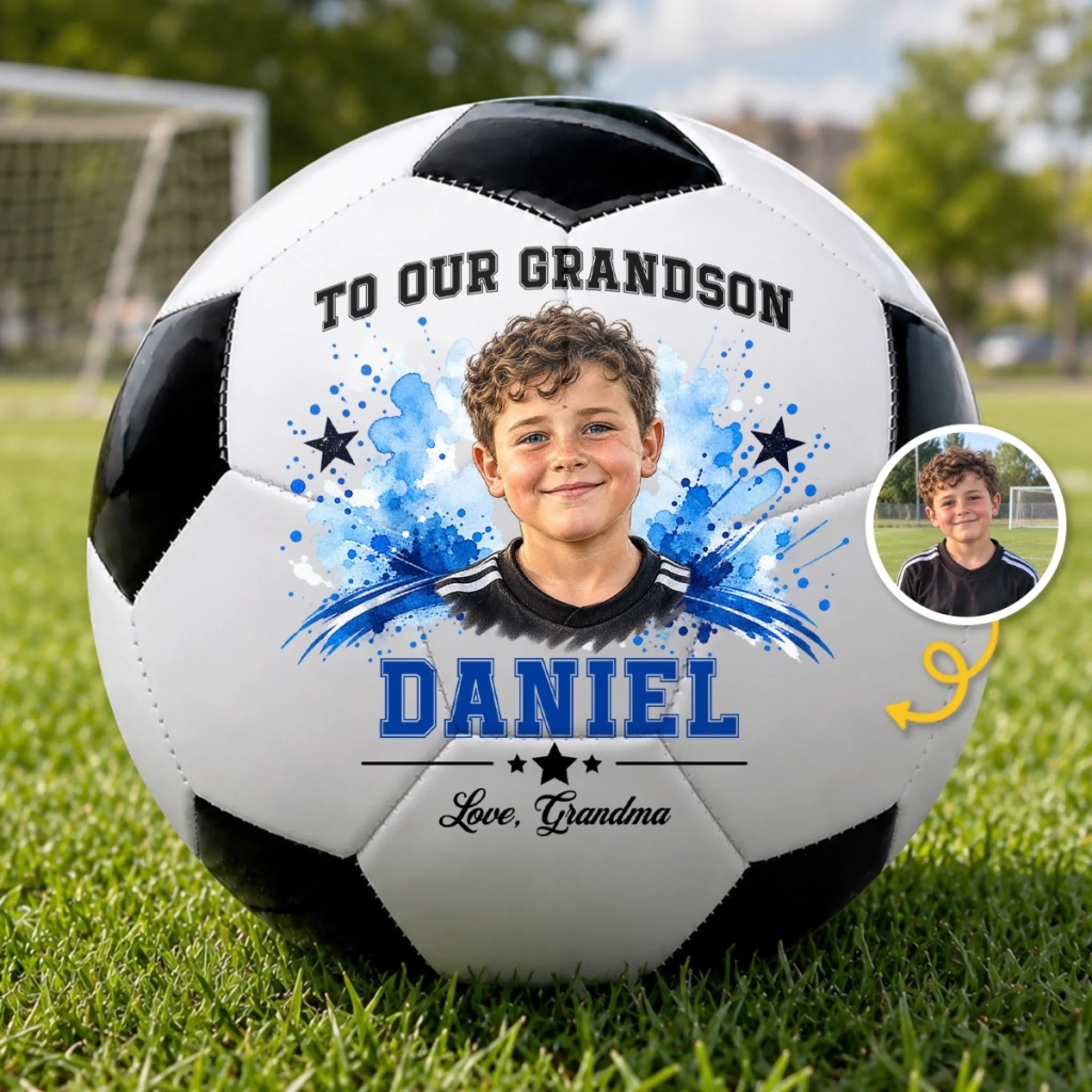 Personalized Photo Soccer Ball Gift for Son or Grandson - Custom Soccer Keepsake