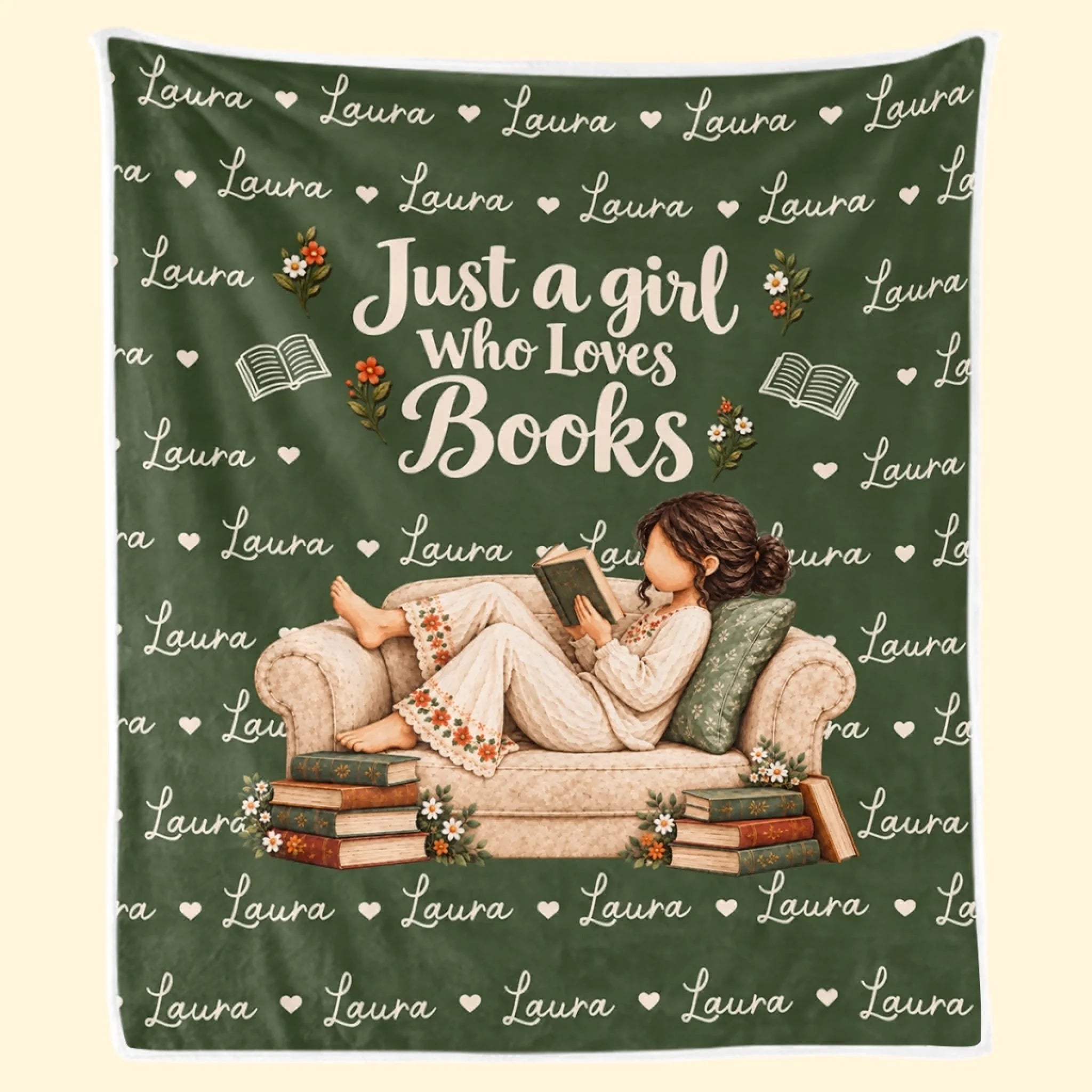 Personalized Cozy Reading Nook Blanket with Custom Name, Gift for Women Book Lovers