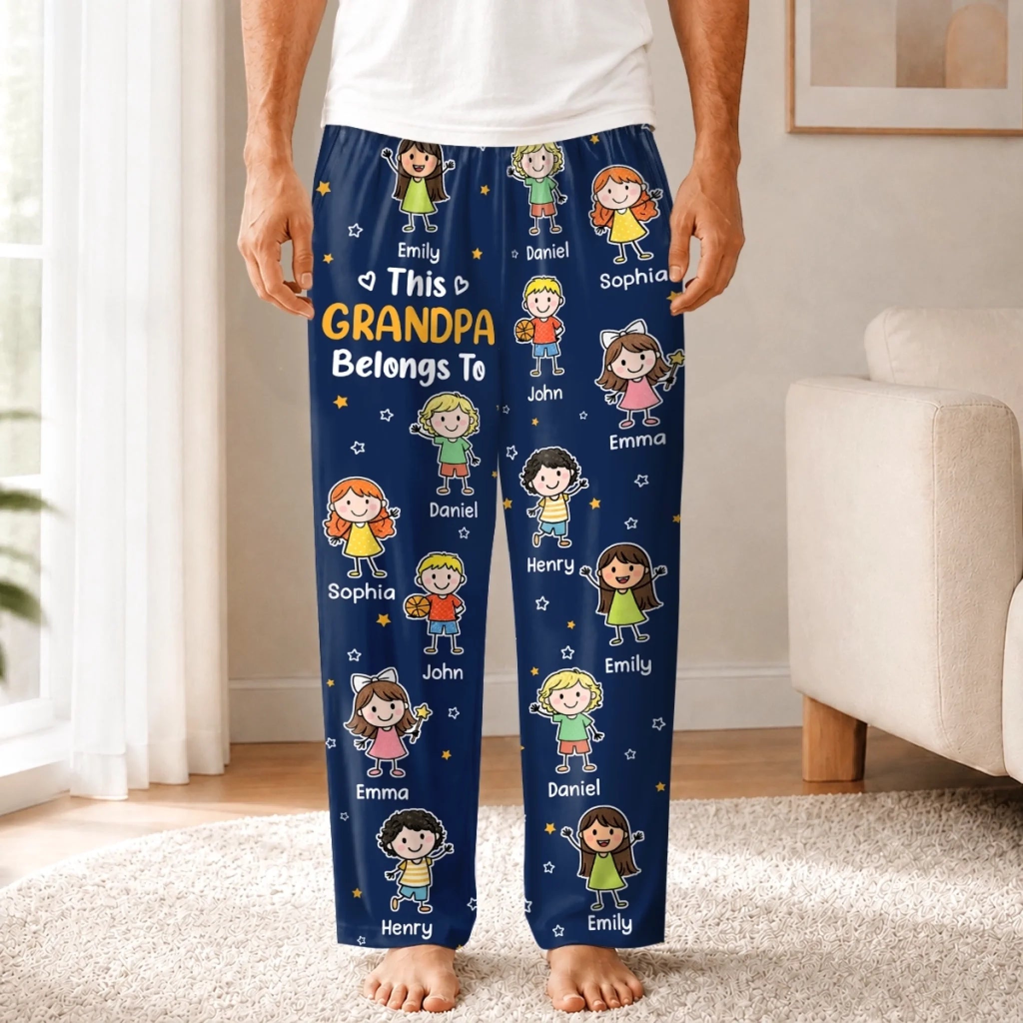 Personalized Grandpa or Grandma Belongs to Grandkids Pajama Pants Custom Name Gift