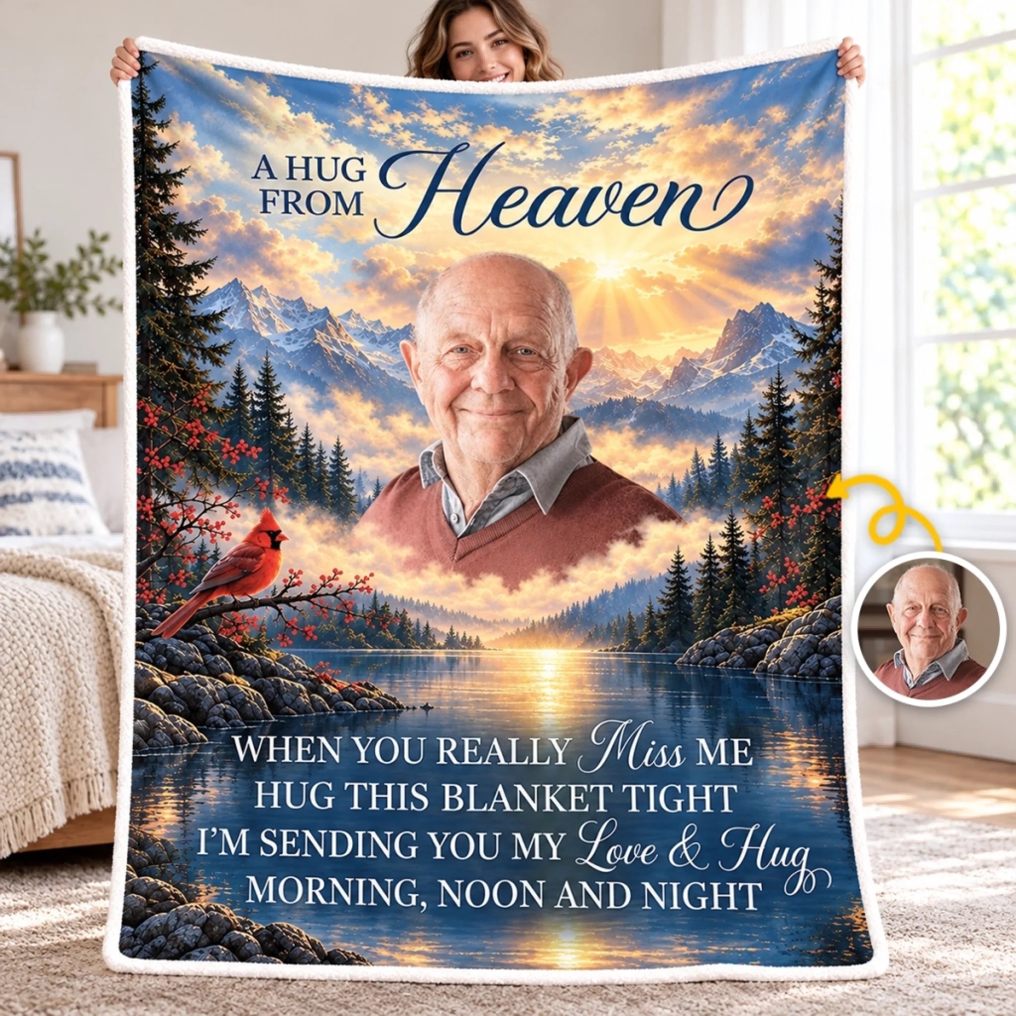 Custom Photo Memorial Sympathy Blanket, Personalized Loss of Loved One Gift