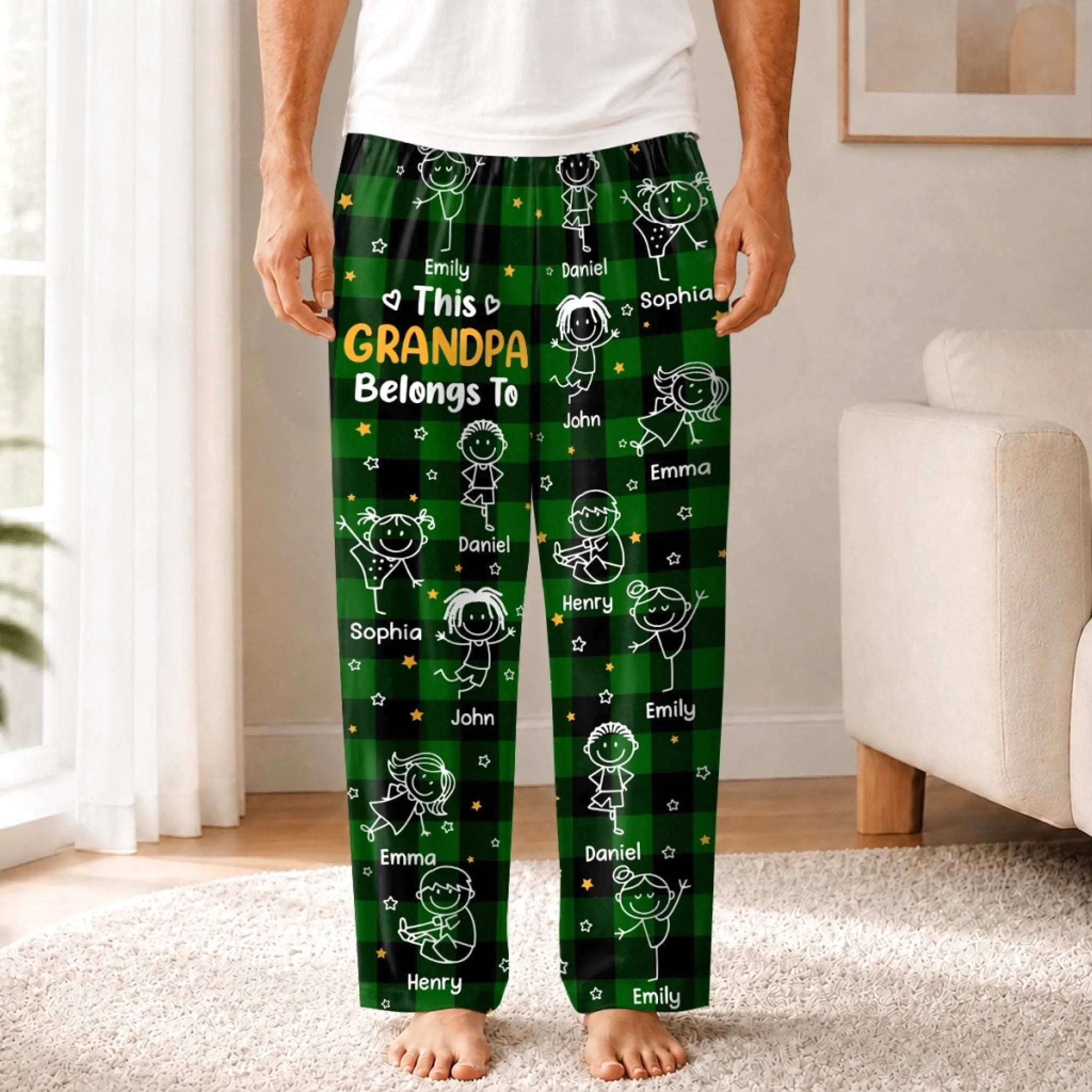 Personalized Pajama Pants with Custom Grandkids Names, Gift for Grandpa or Grandma