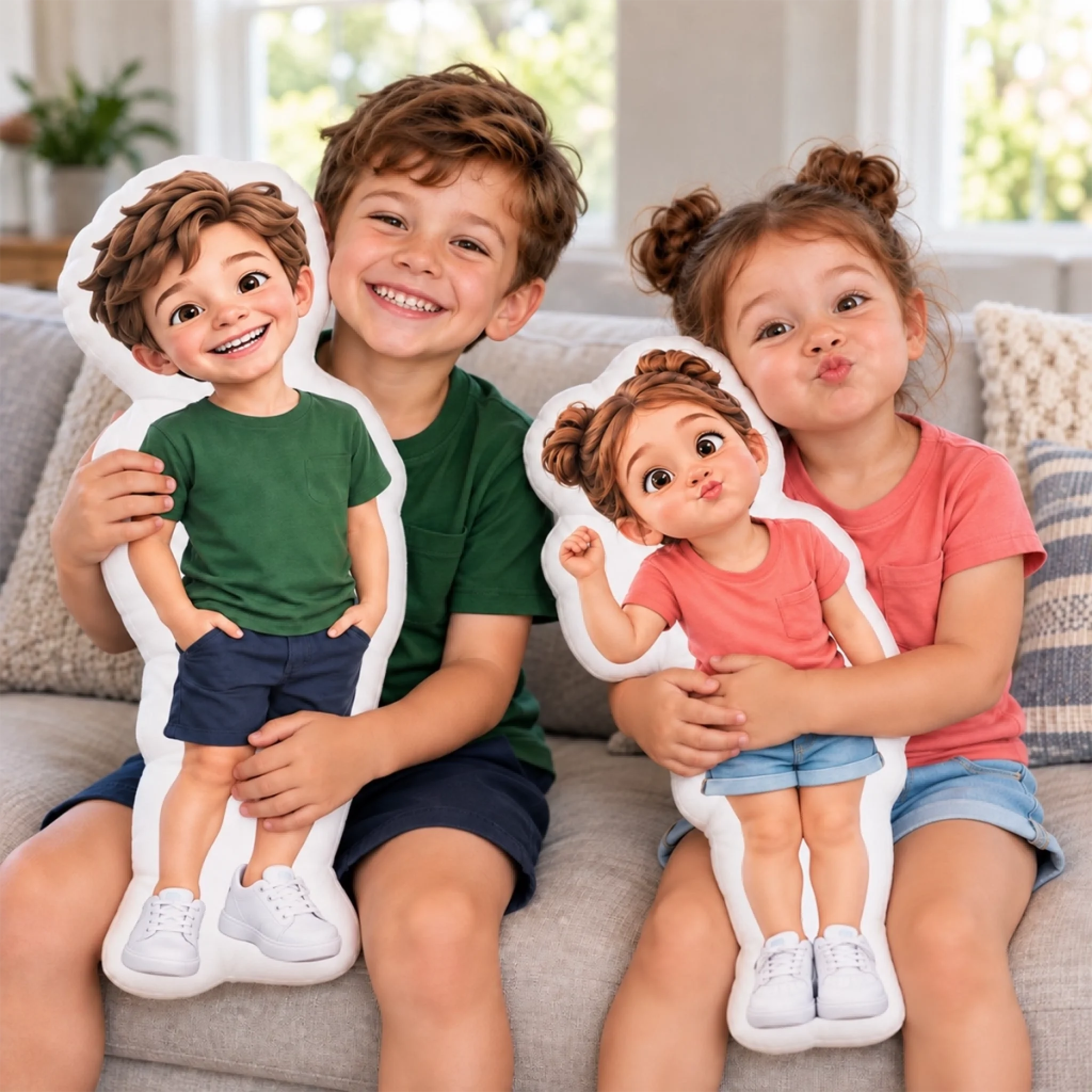 Custom Photo Cartoon Character Shaped Pillow for Kids, Personalized Gift Pillow
