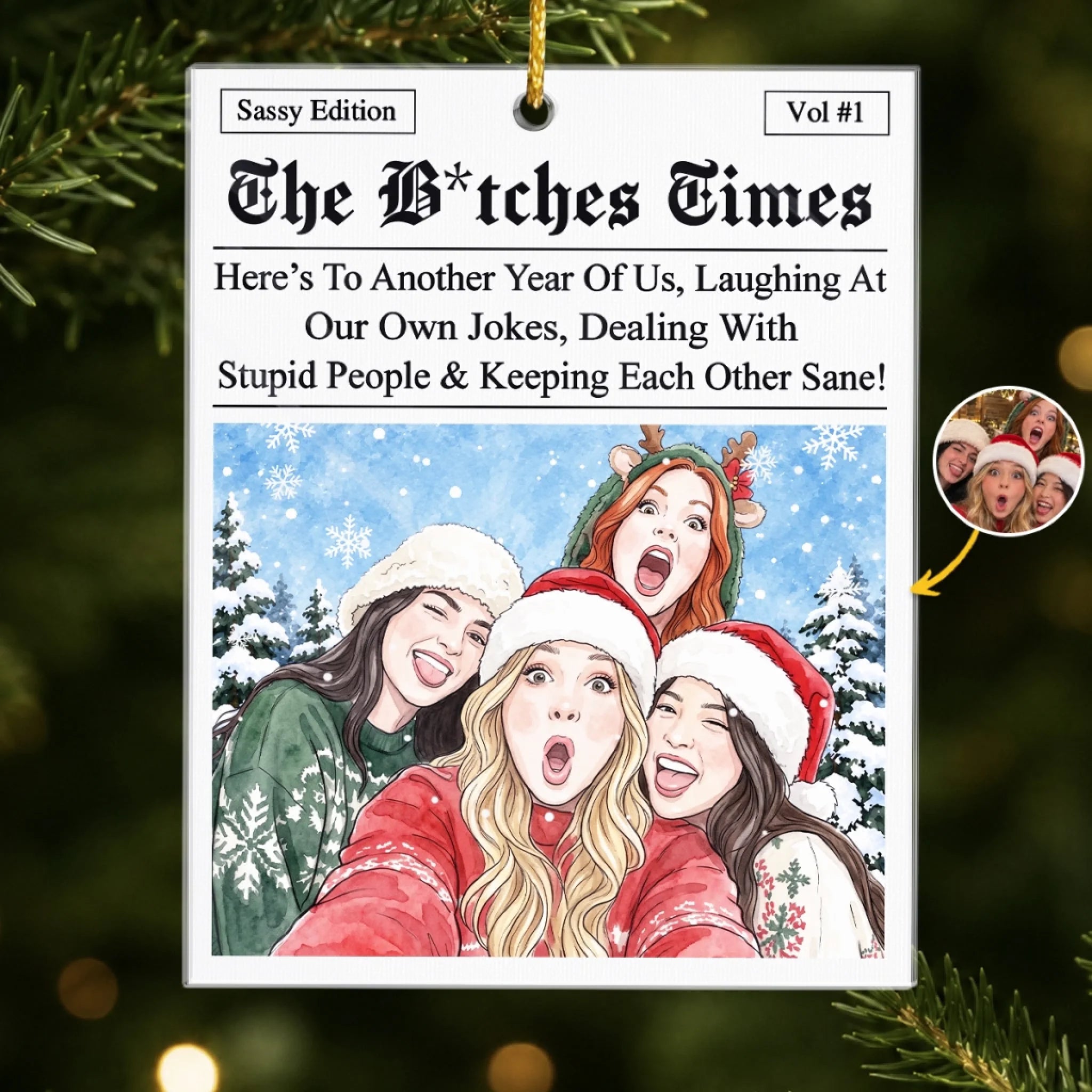 Personalized Acrylic Photo Ornament Funny Friendship Christmas Gift for Best Friends