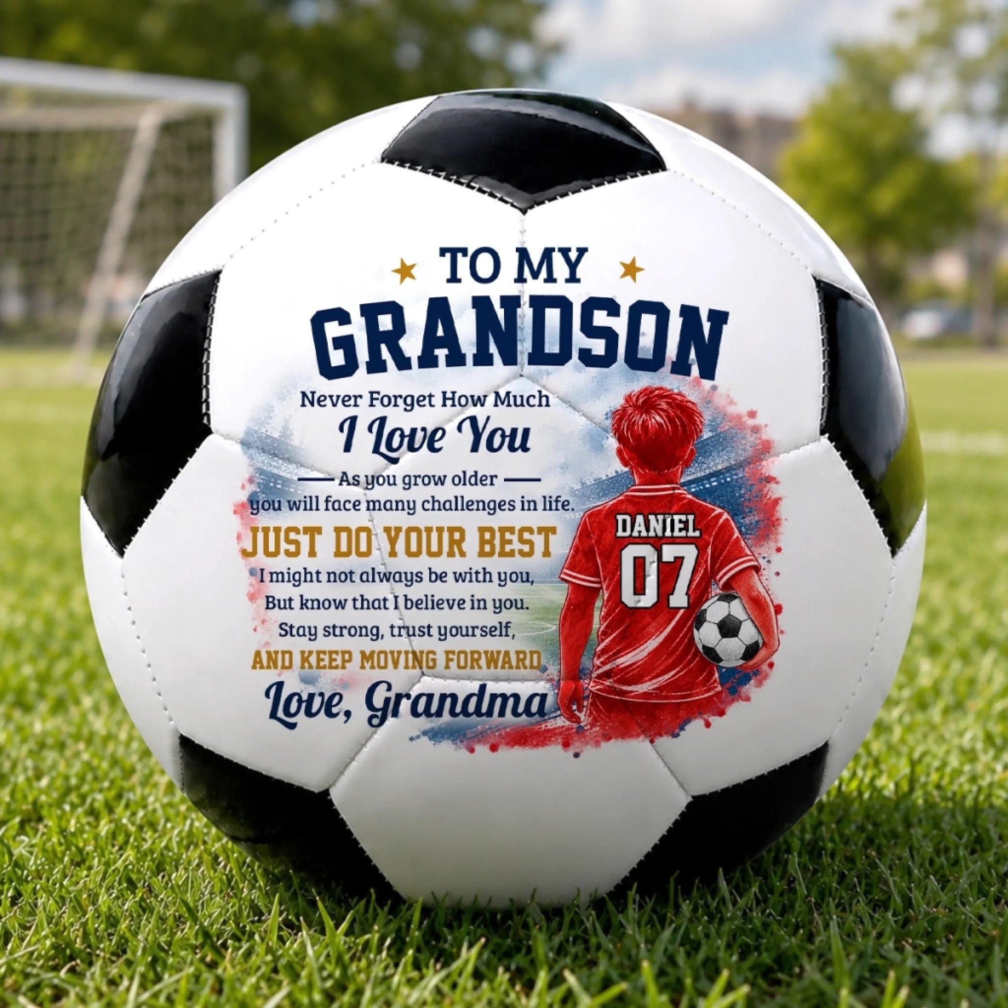 Custom Name Soccer Ball Motivation Gift from Grandma for Grandson, Personalized Soccer Keepsake