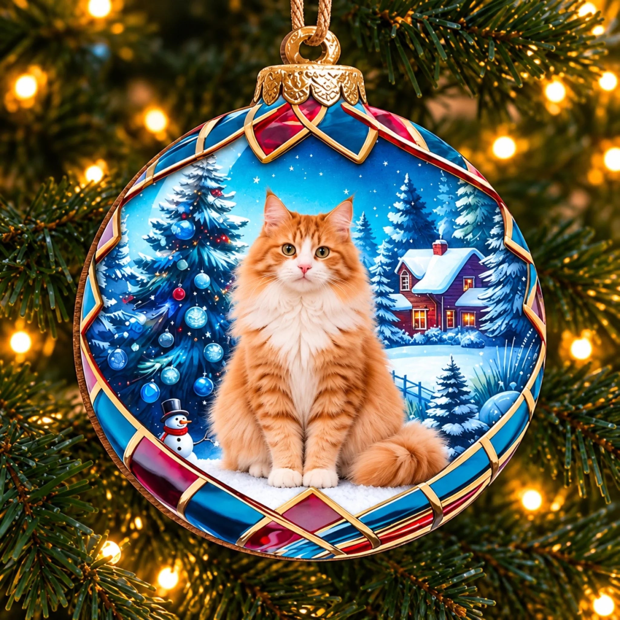 Custom Photo Cat Christmas Ornament, Personalized Gift for Cat Lovers and Pet Owners