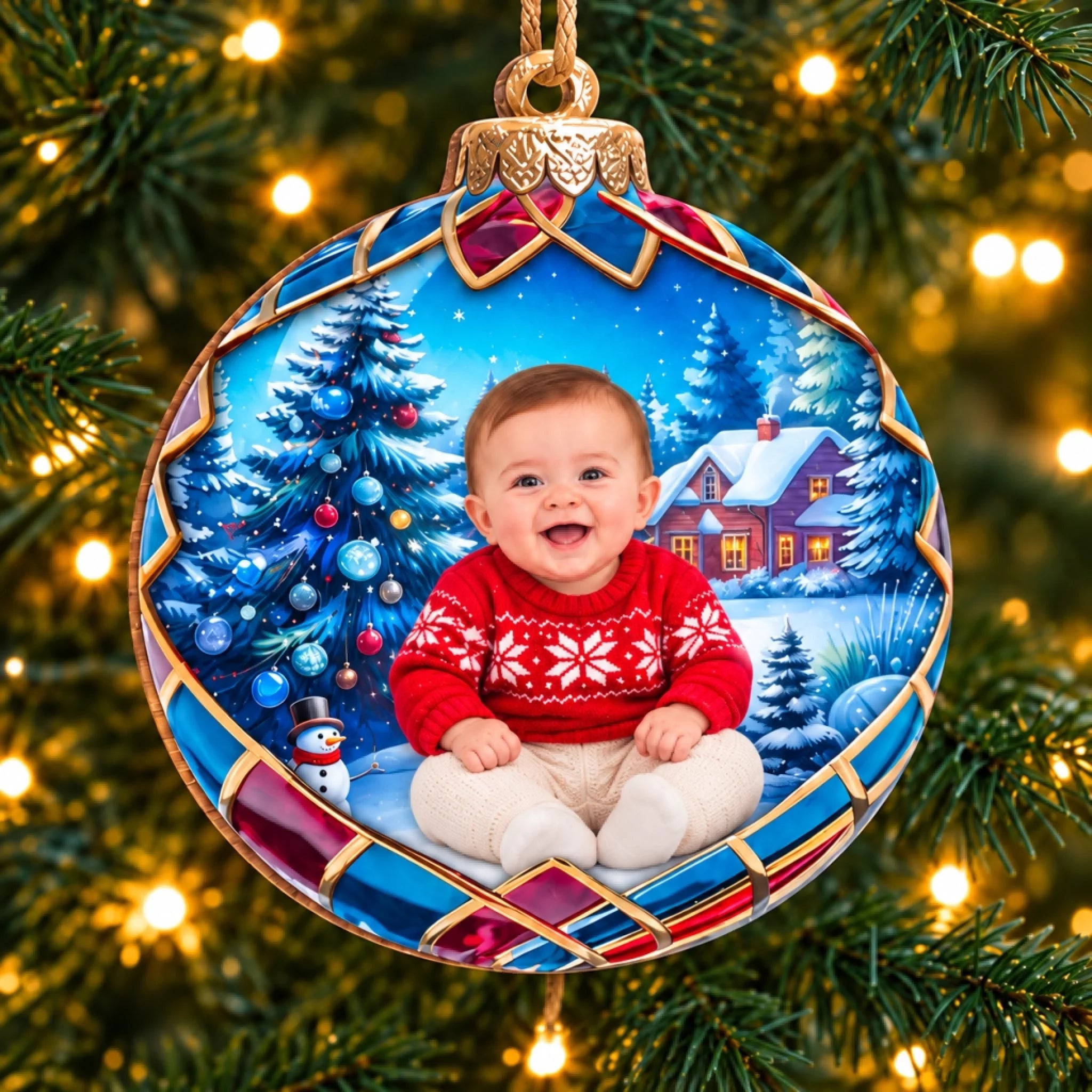 Custom Photo Baby’s First Christmas Personalized Ornament Gift for Kids and New Parents