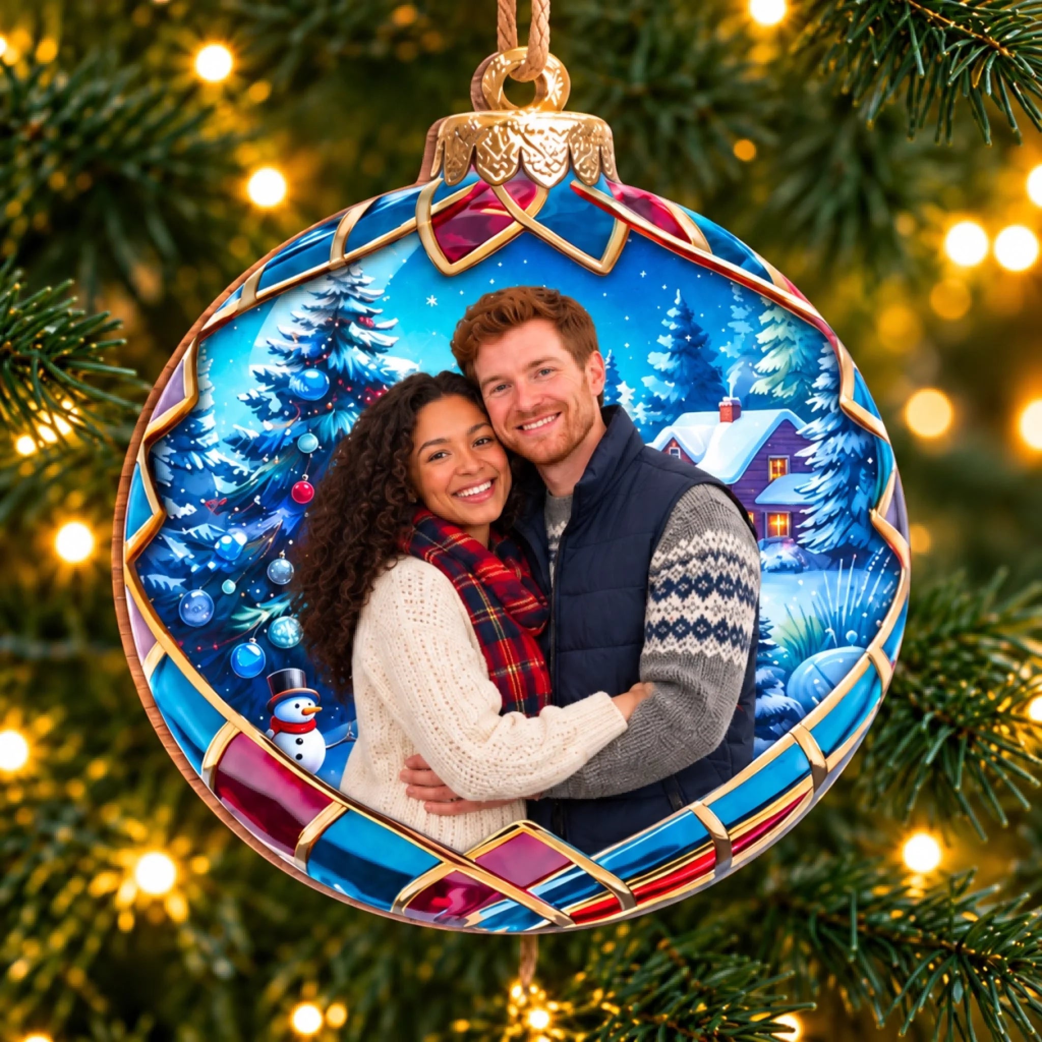 Custom Photo Together At Christmas Personalized Couple Ornament Gift
