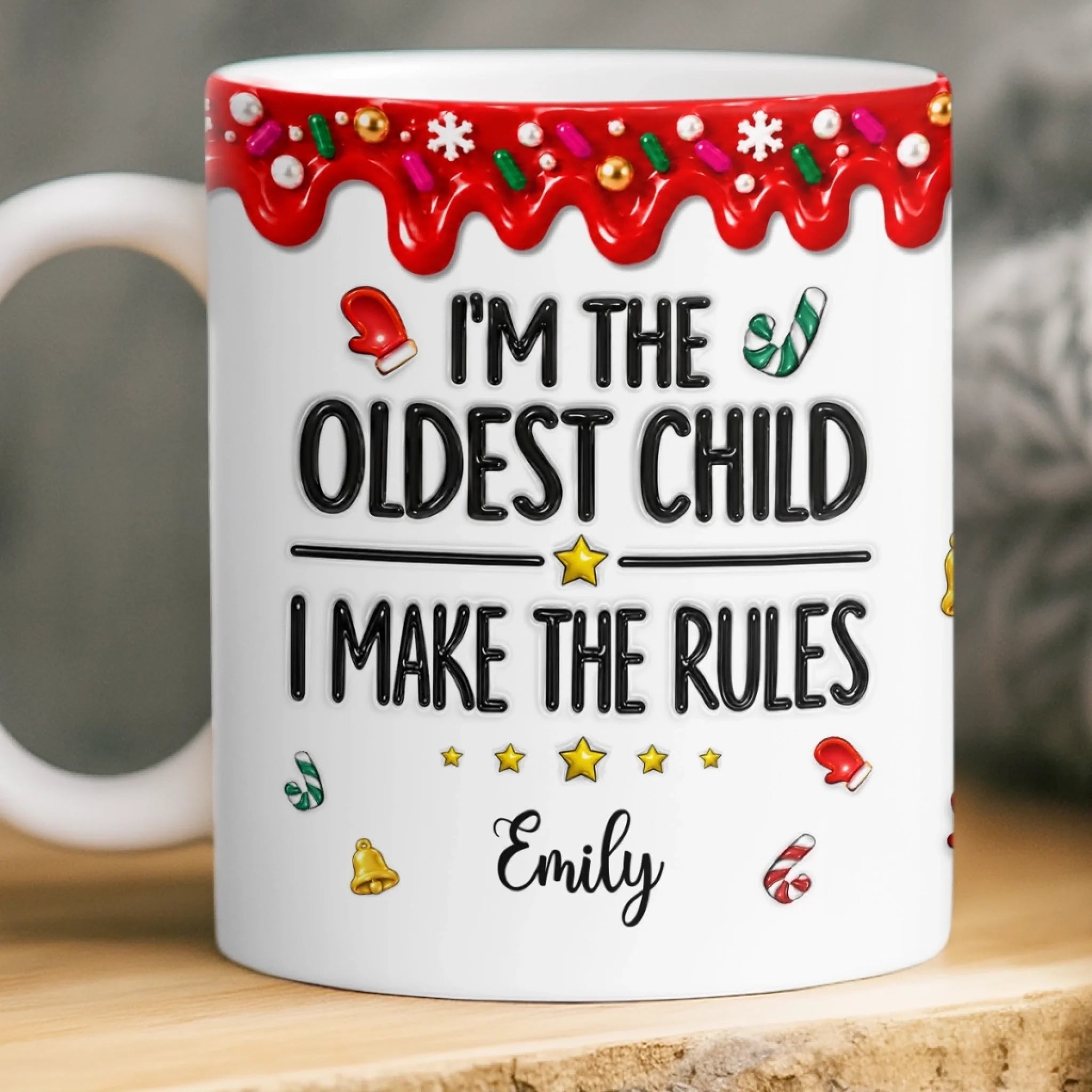 Custom Name Oldest Child Makes the Rules Personalized Christmas Gift Mug