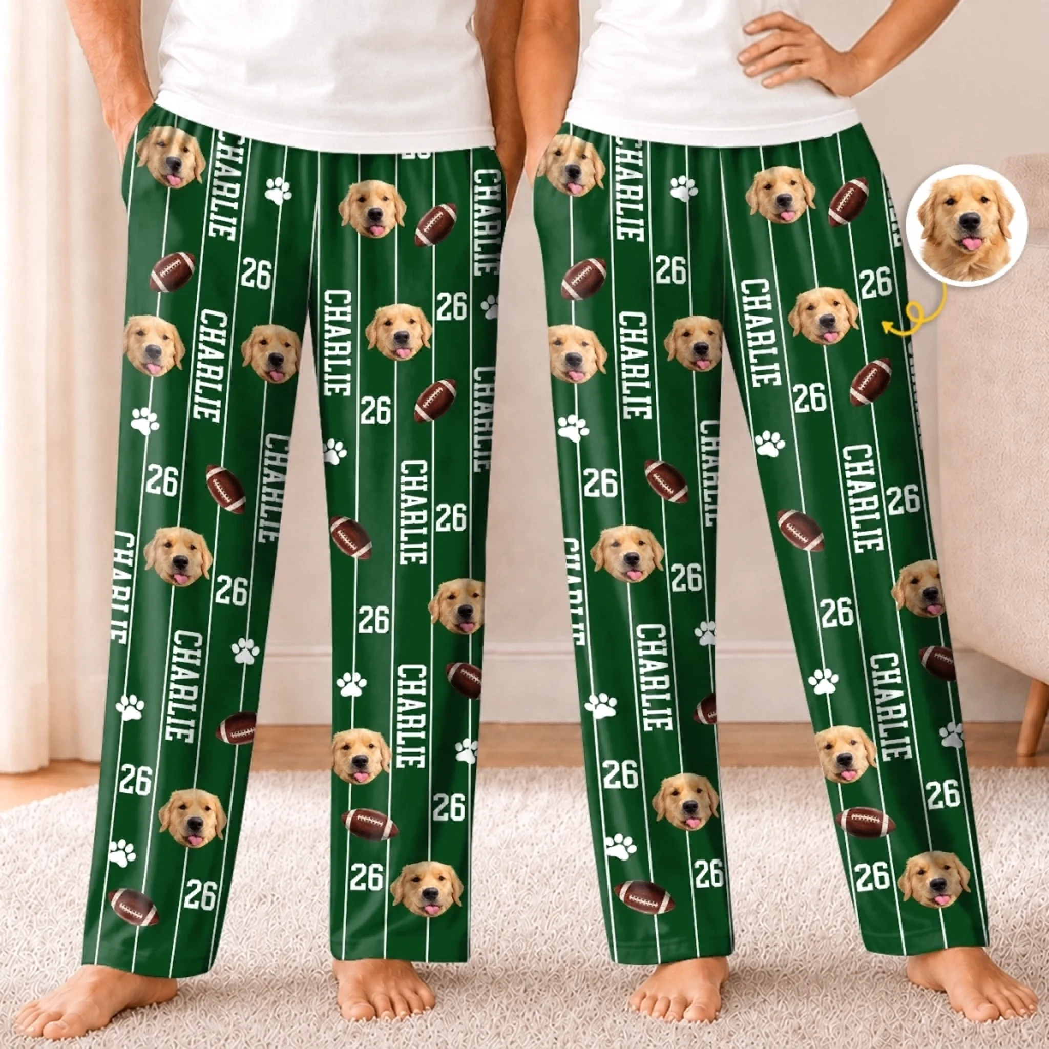Custom Pet Photo Sports Pajama Pants, Personalized Gift for Dog and Cat Lovers