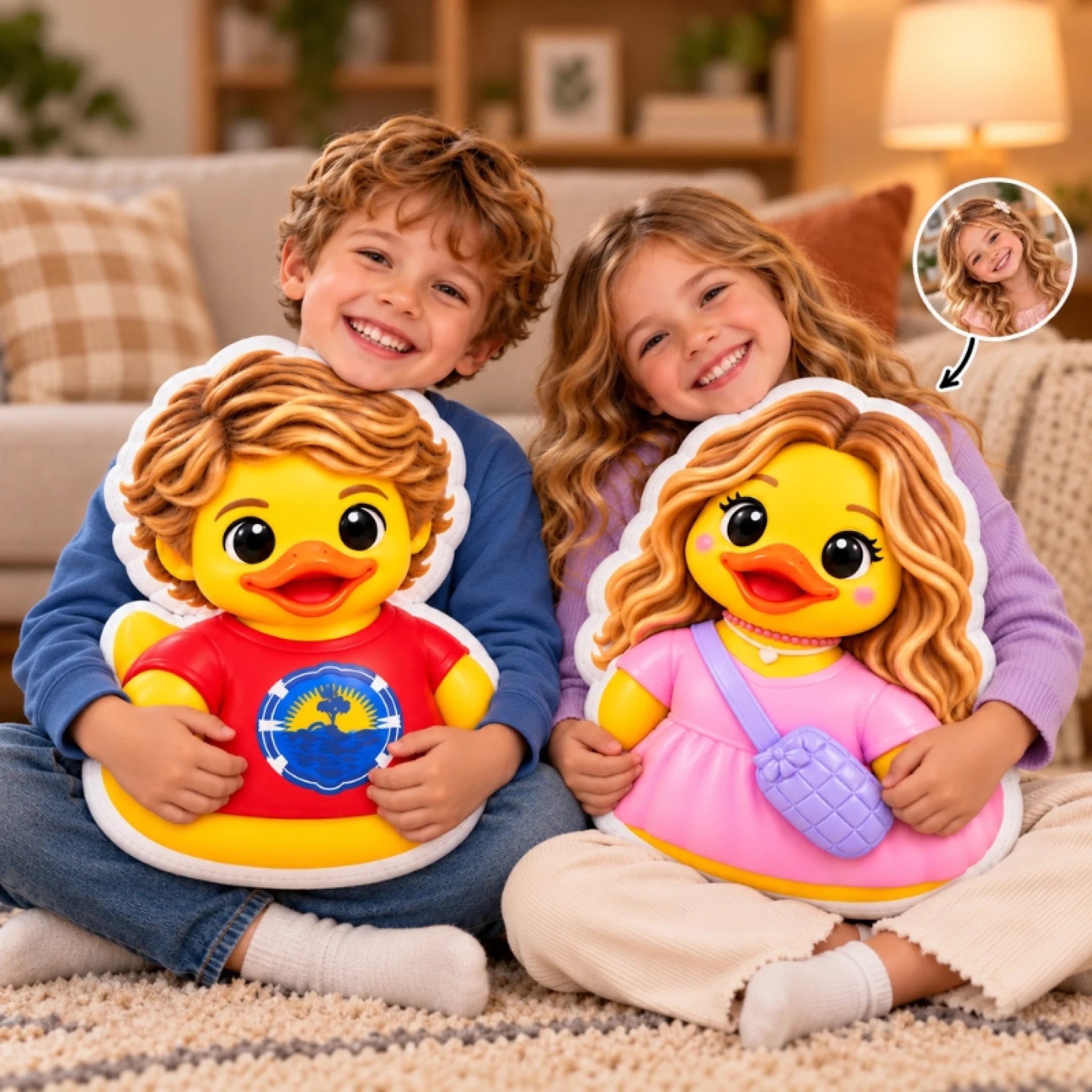 Custom Photo 3D Cartoon Duck Personalized Shaped Pillow Gift for Kids and Family