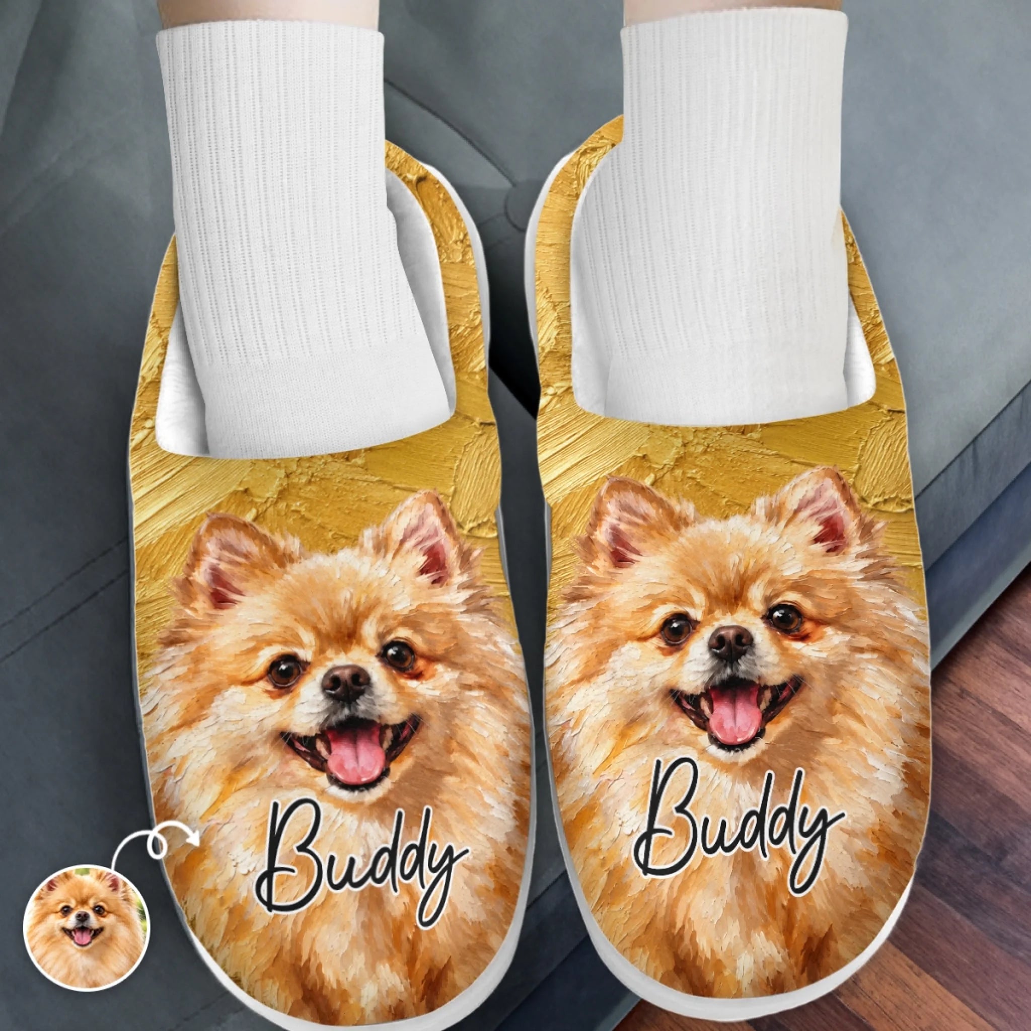 Custom Photo Name Pet Gifts for Dog and Cat Lovers Personalized Fluffy Slippers
