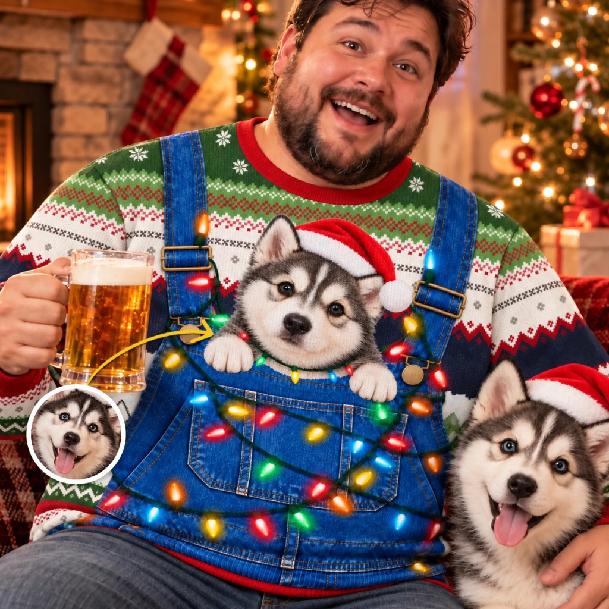 Custom Photo Pet Christmas Ugly Sweatshirt, Personalized Gift for Pet Lovers