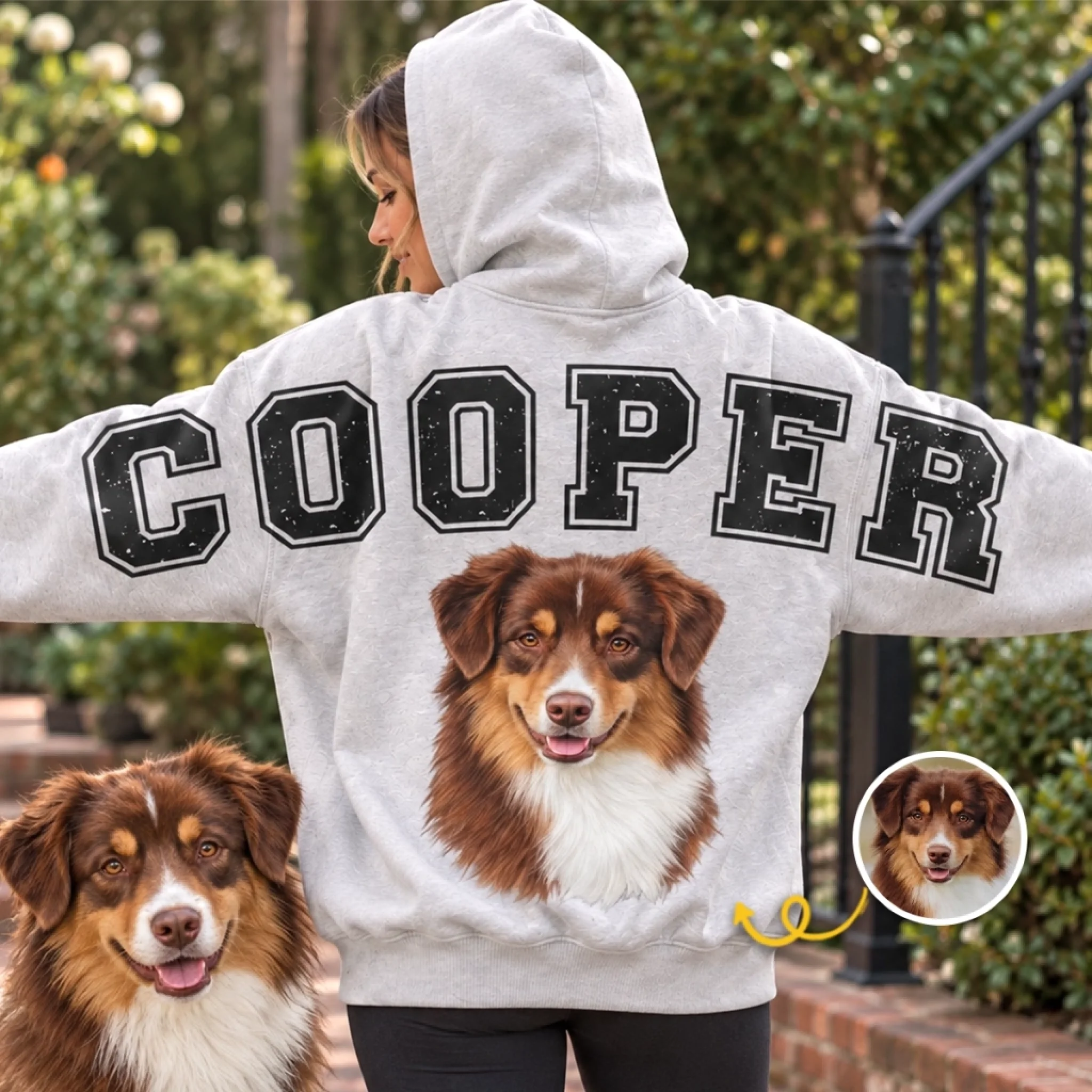 Custom Pet Photo Arm to Arm Sweatshirt Personalized Dog Lover Gift