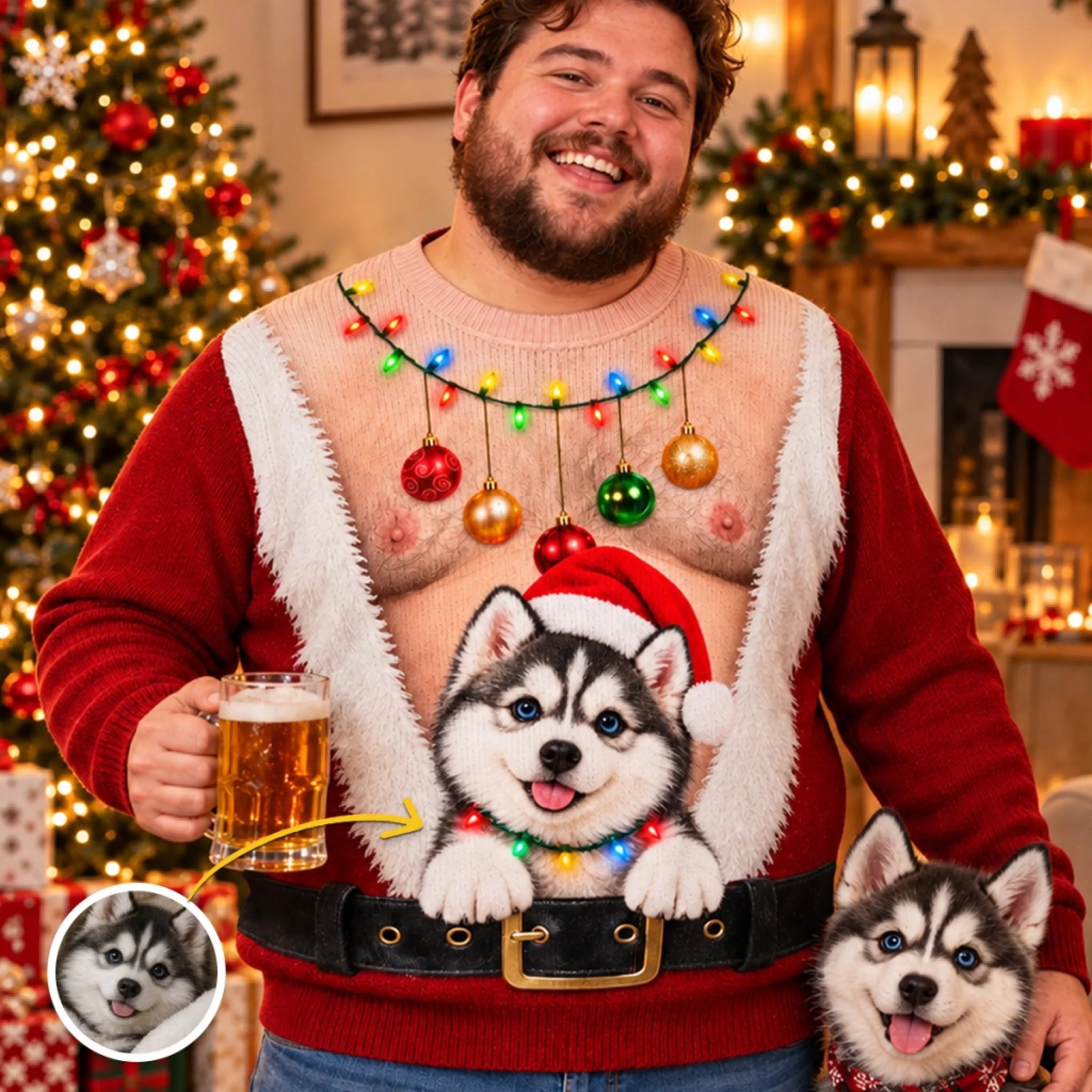 Personalized Ugly Christmas Sweatshirt with Custom Funny Pet Photo, Gift for Dog and Cat Lovers