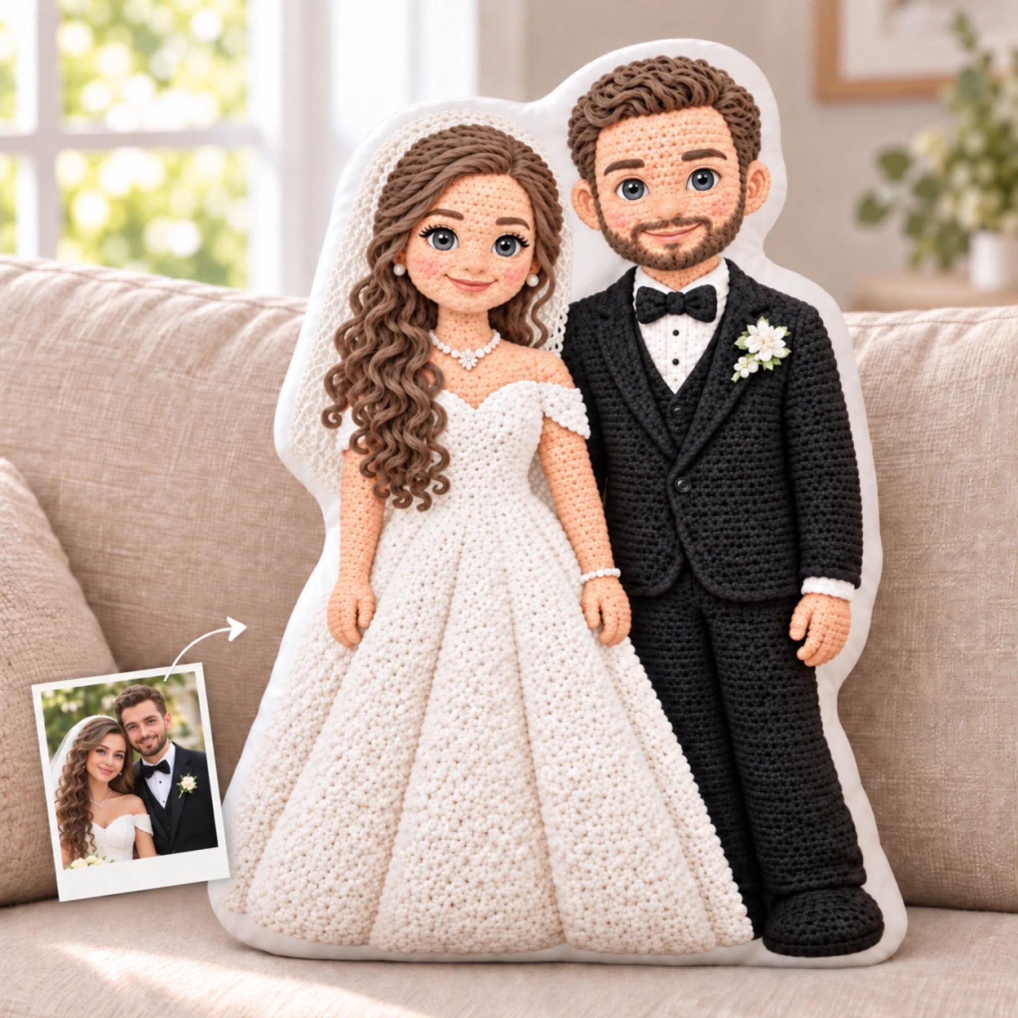 Custom Photo Wedding Gift for Couples Personalized Shaped Pillow