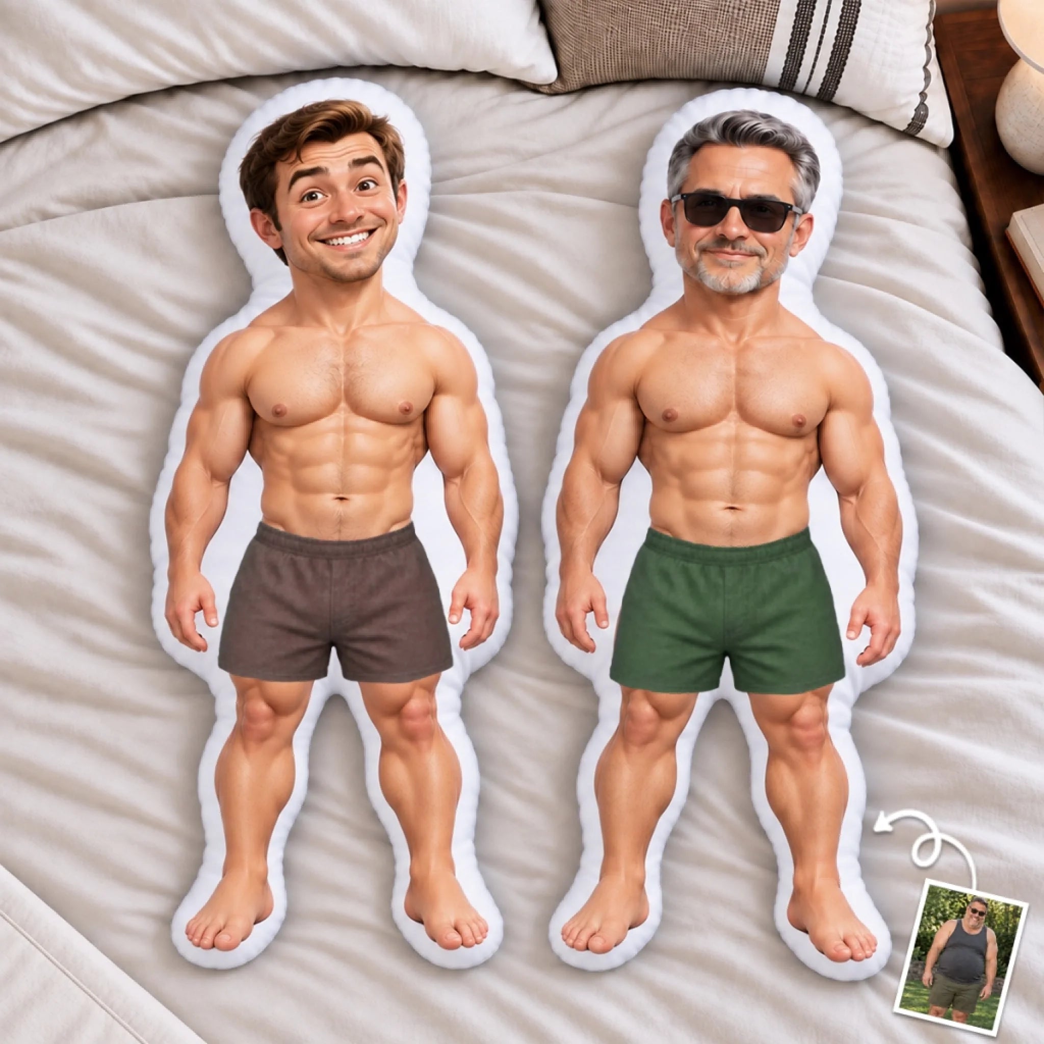 Custom Photo Muscle Man Shaped Pillow Personalized Funny Gift for Men