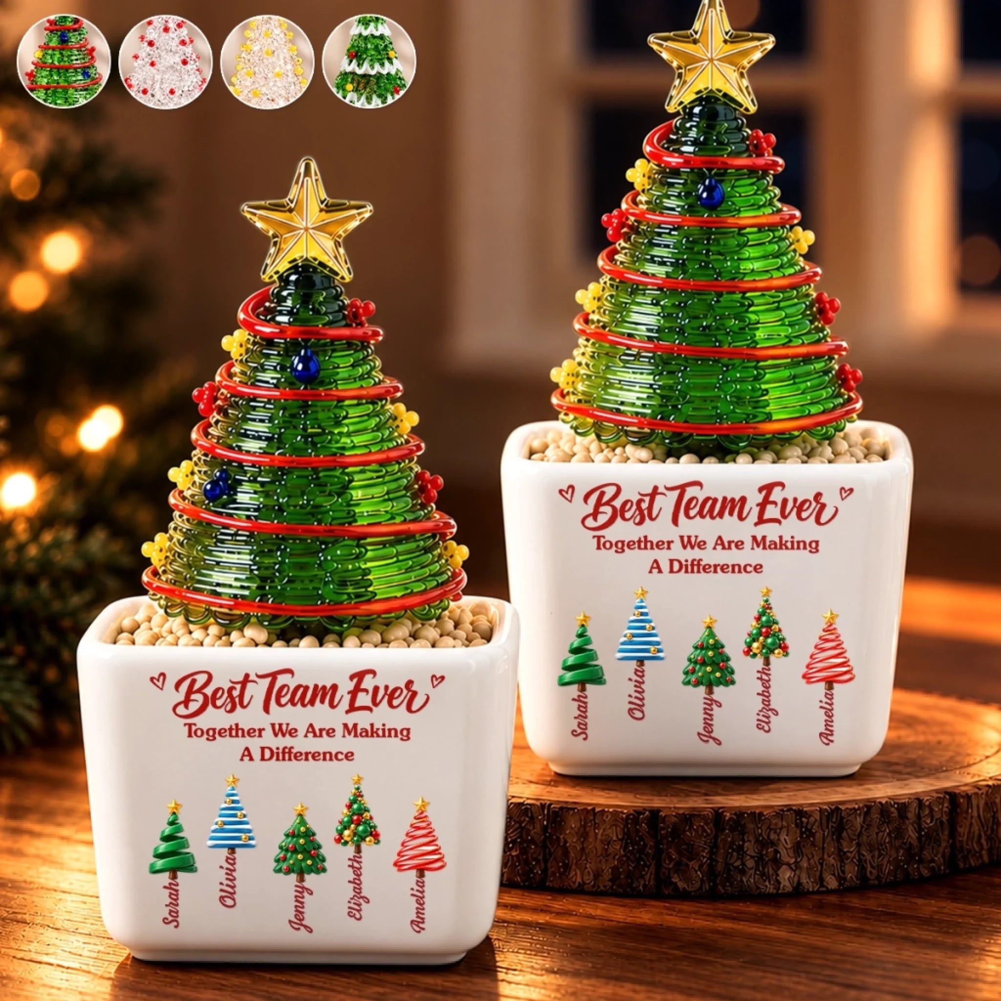 Personalized Glass Everlasting Christmas Decor with Custom Names, Team Holiday Gift