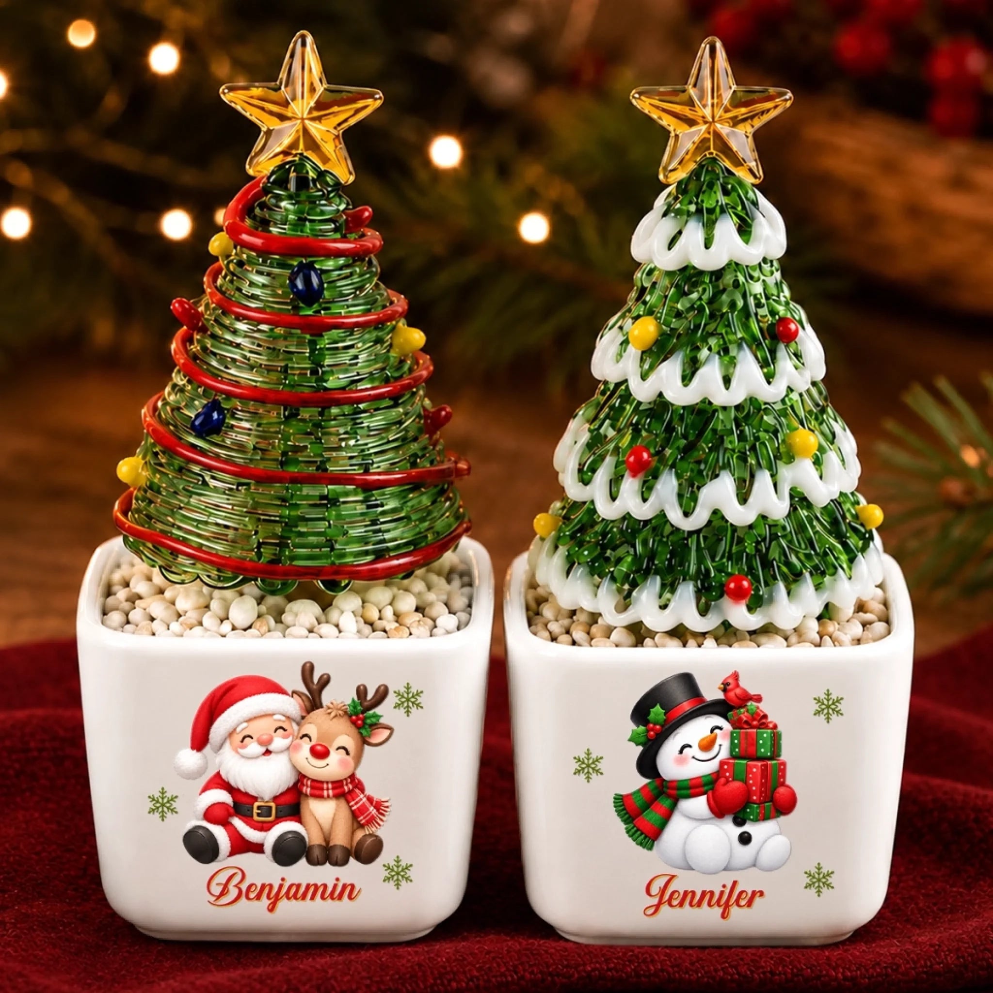 Personalized Glass Everlasting Christmas Tree Gift with Custom Name for Kids