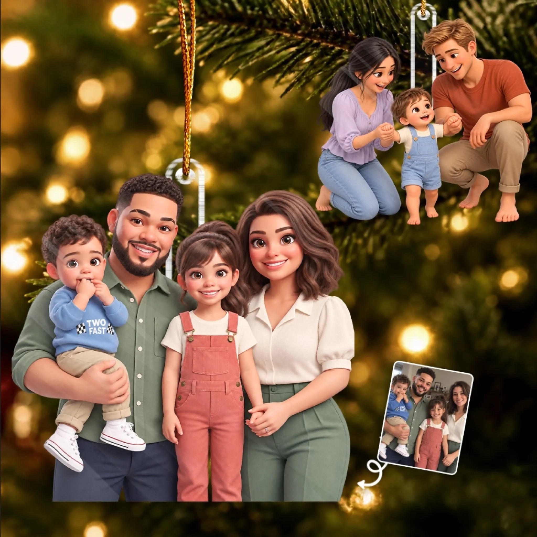 Custom Photo Family Christmas Gift Personalized Acrylic Ornament for Holiday Tree Decor