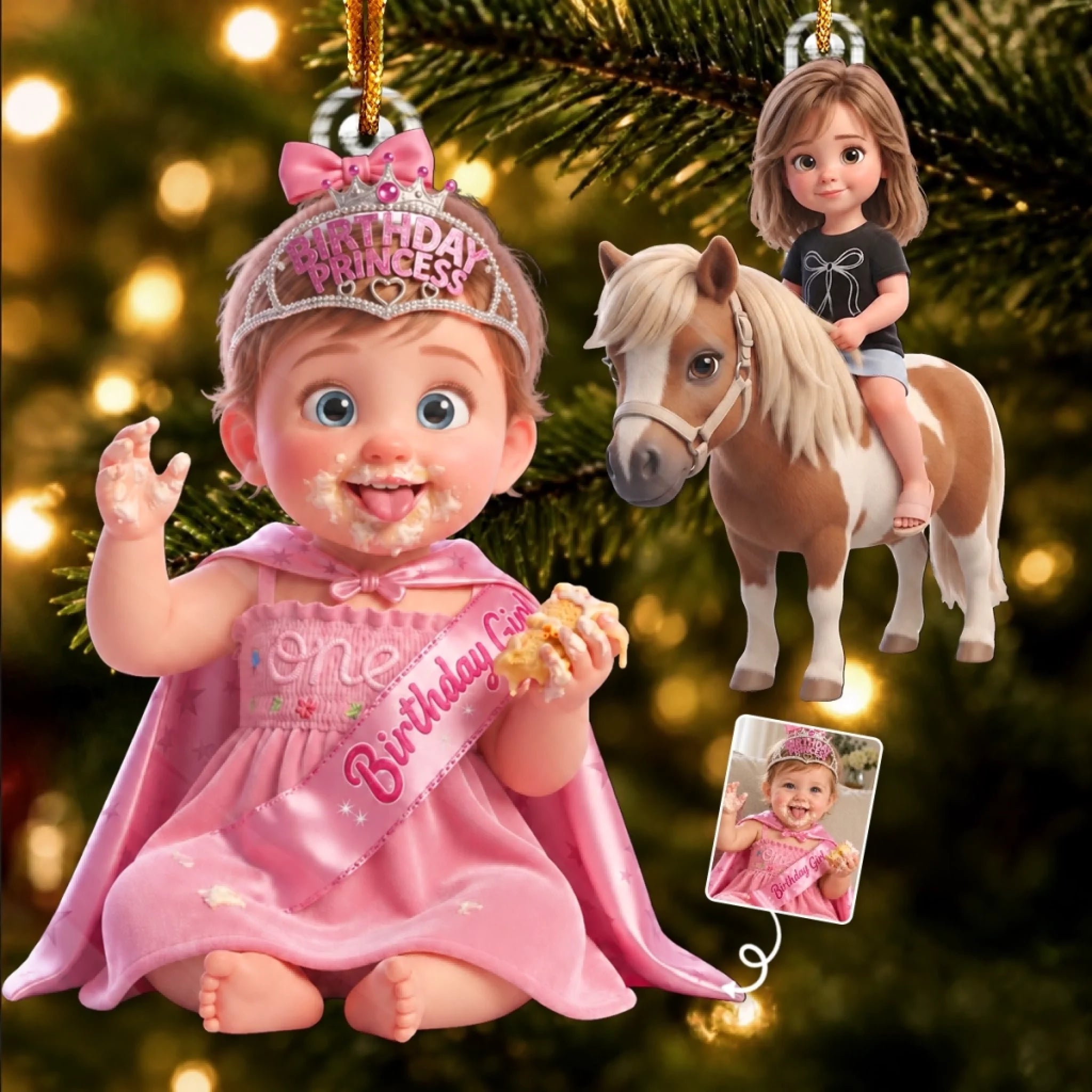 Personalized Acrylic Photo Ornament for Christmas or Birthday Gifts for Daughters and Kids