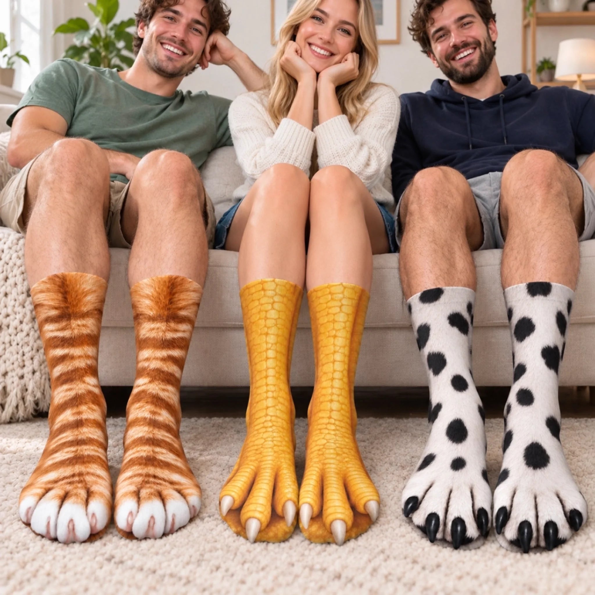Custom Funny Animal Feet Middle Tube Socks, Personalized Gift for Animal Lovers