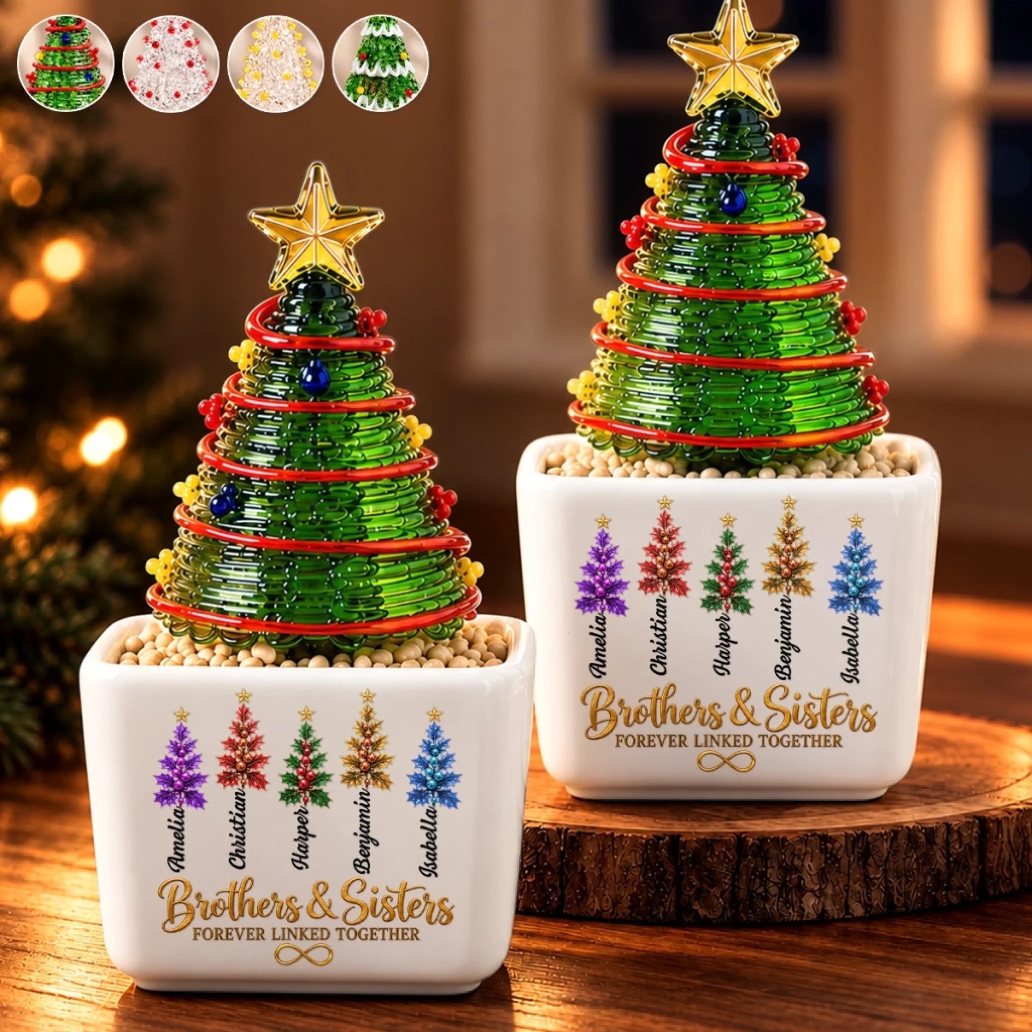 Personalized Glass Everlasting Christmas Gift with Custom Names for Brothers and Sisters
