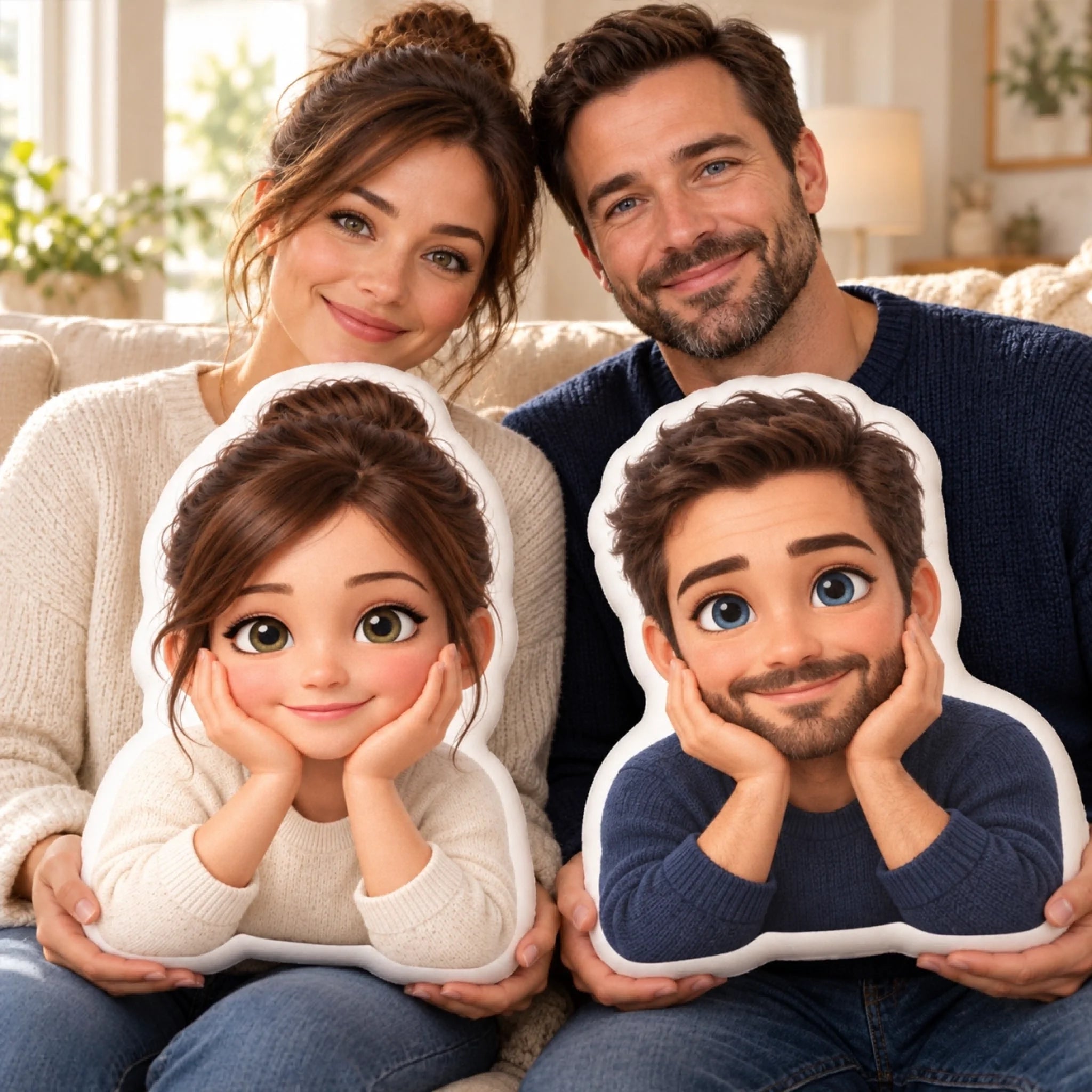 Custom Photo Family Character Personalized Shaped Pillow Gift for Family and Kids