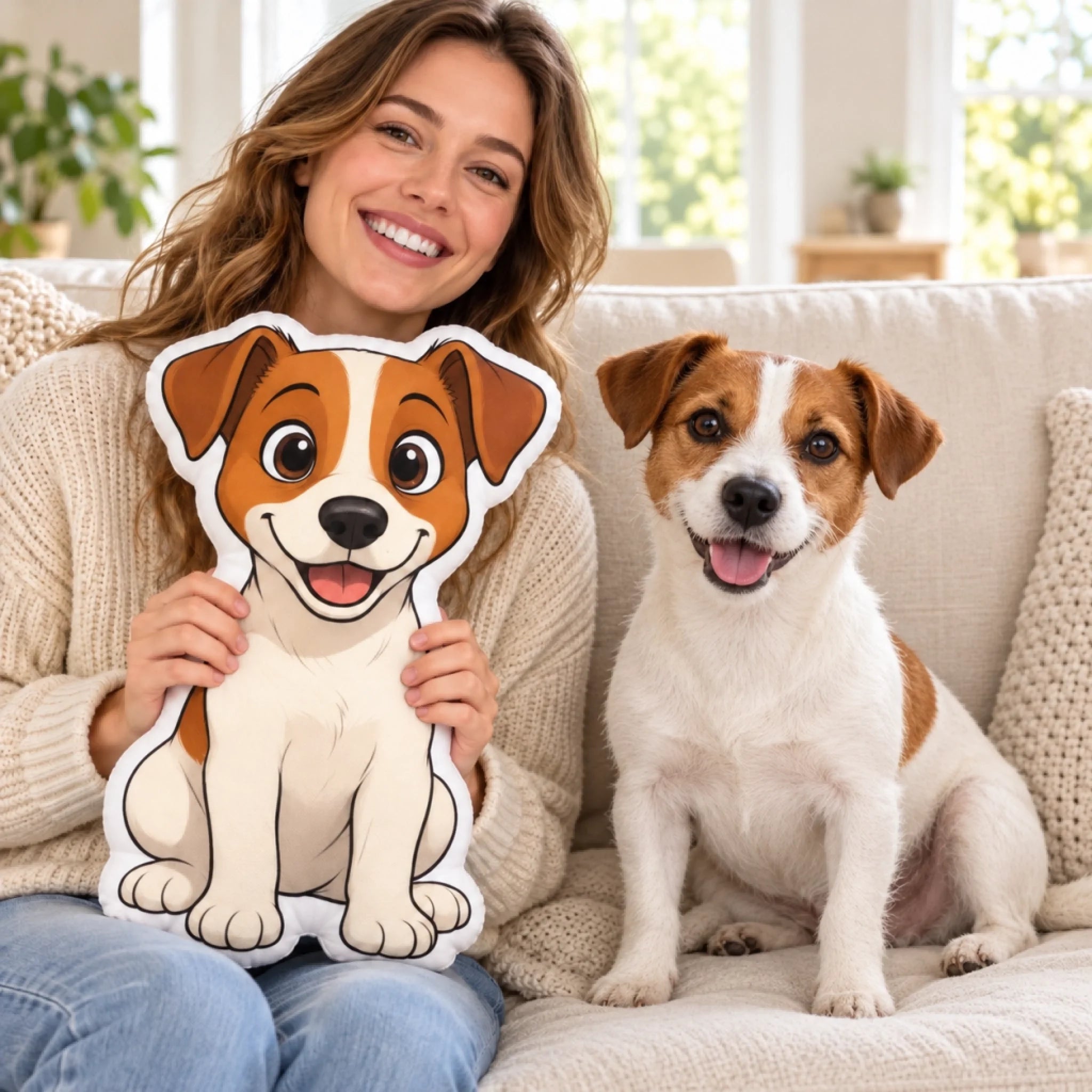 Personalized Cute Cartoon Puppy Shaped Pillow, Custom Dog Lover Gift for Home Decor