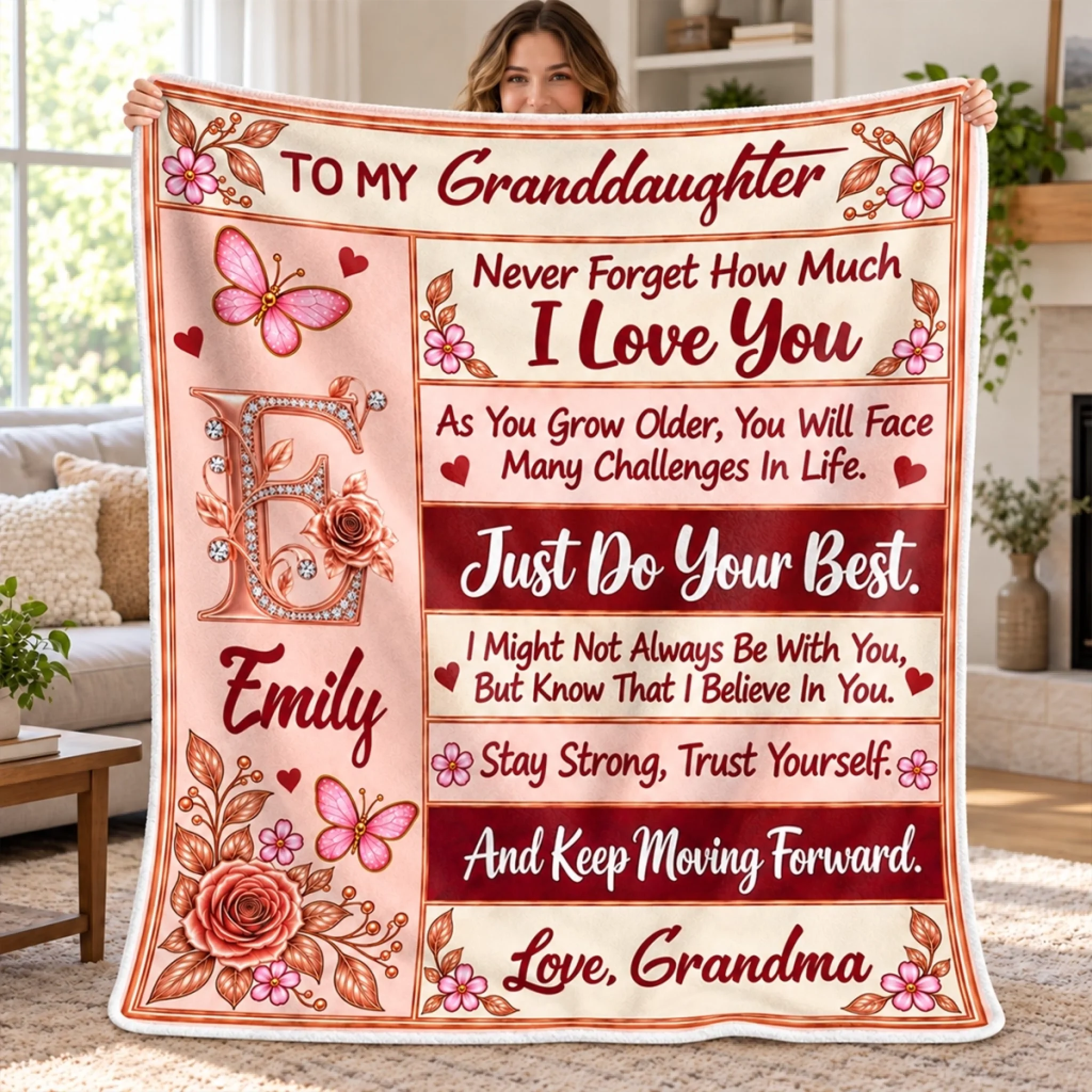 Personalized Just Do Your Best Blanket with Custom Name, Gift for Daughter or Granddaughter