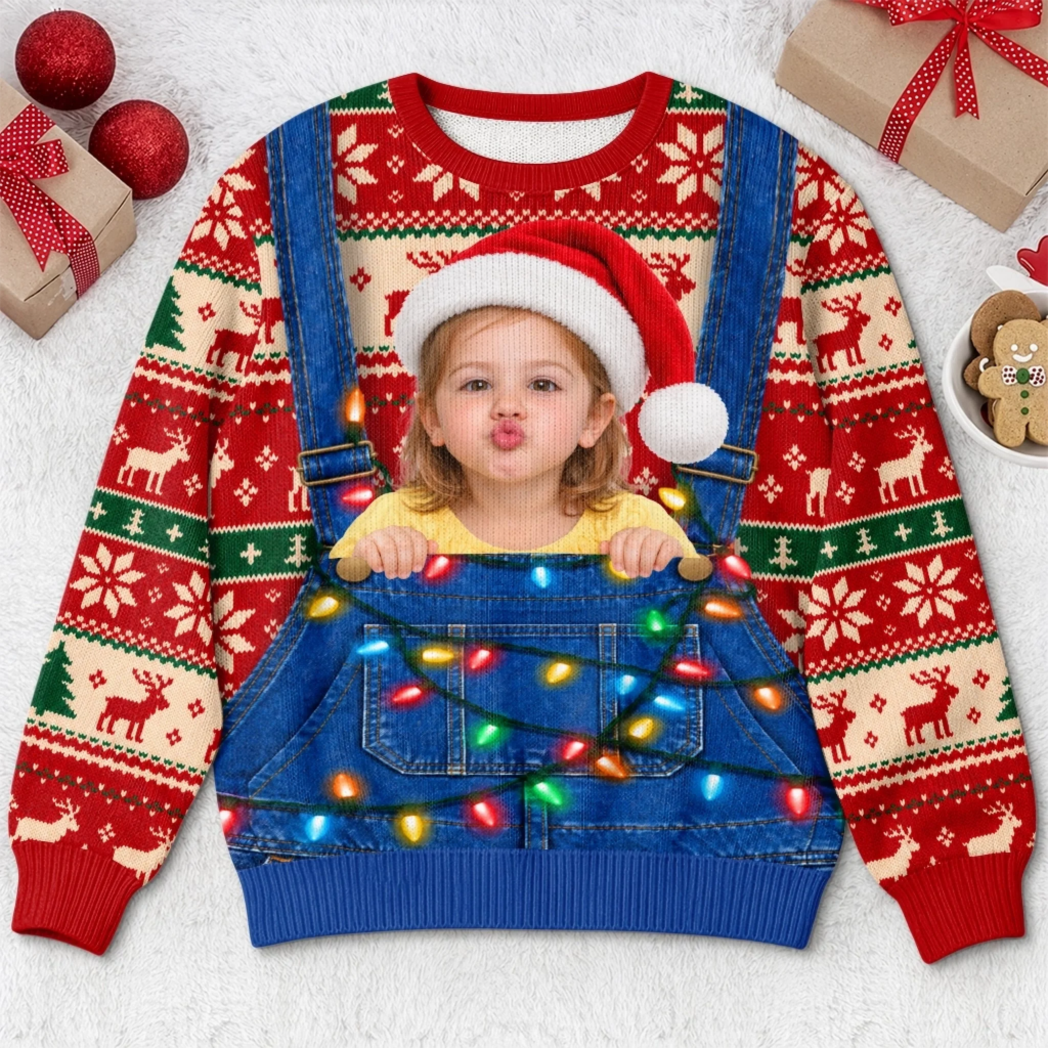 Personalized Ugly Christmas Sweatshirt with Custom Photo, Funny Family Holiday Gift