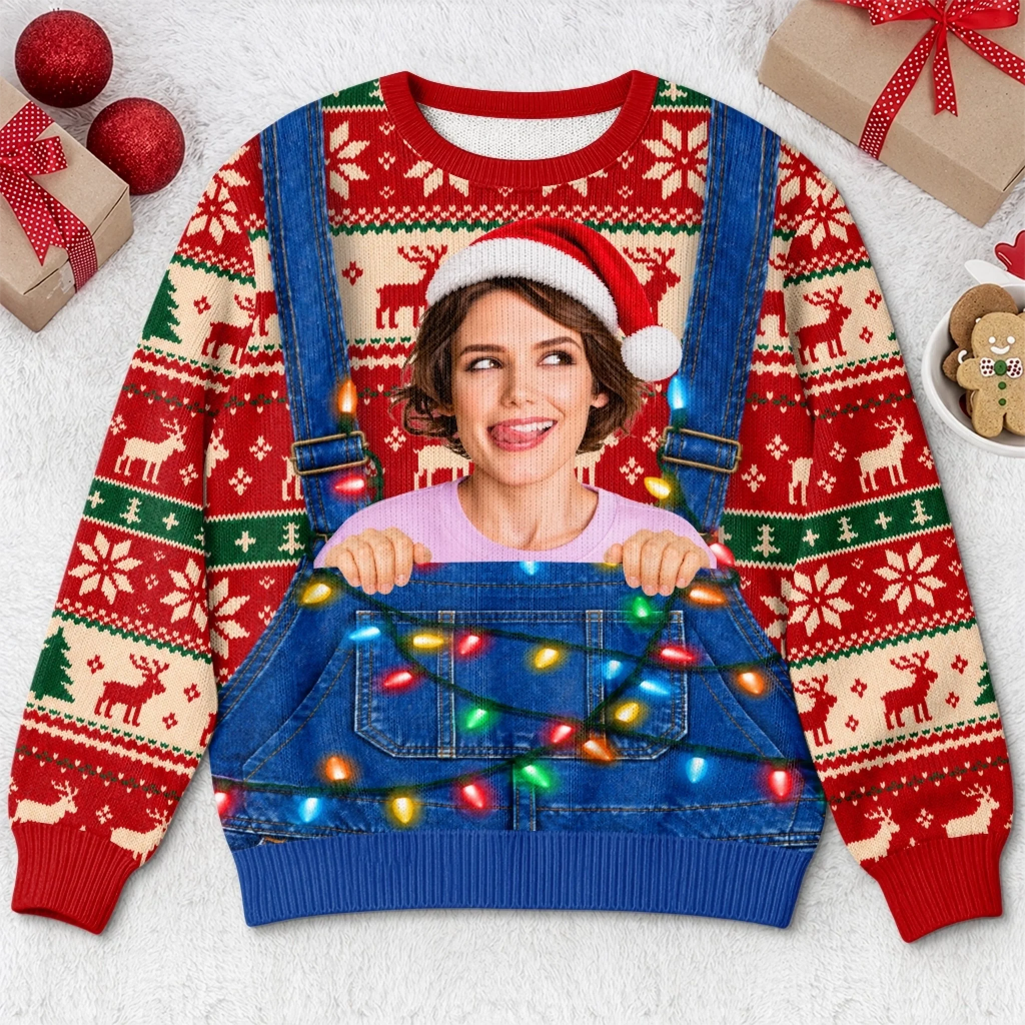 Personalized Ugly Christmas Sweatshirt for Couples, Custom Photo Holiday Gift