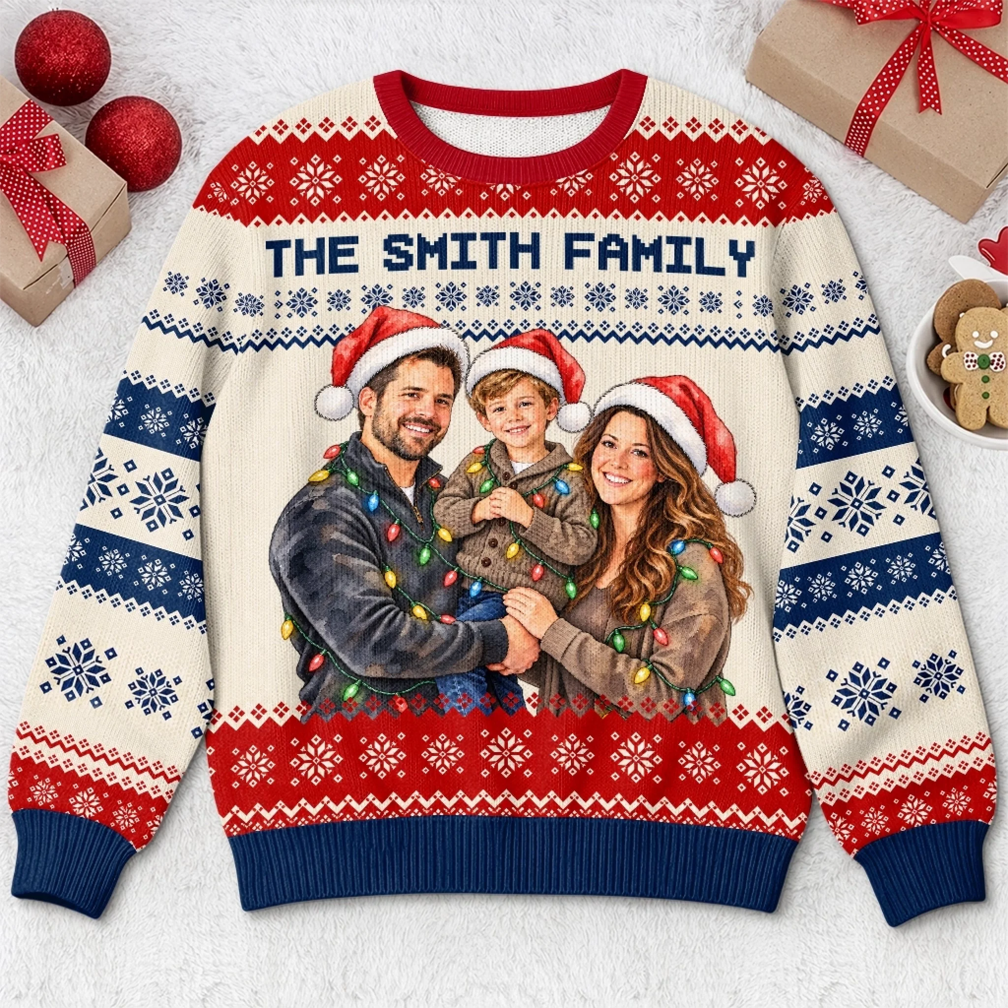 Personalized Ugly Christmas Sweatshirt with Custom Family Photo, Holiday Gift for Families